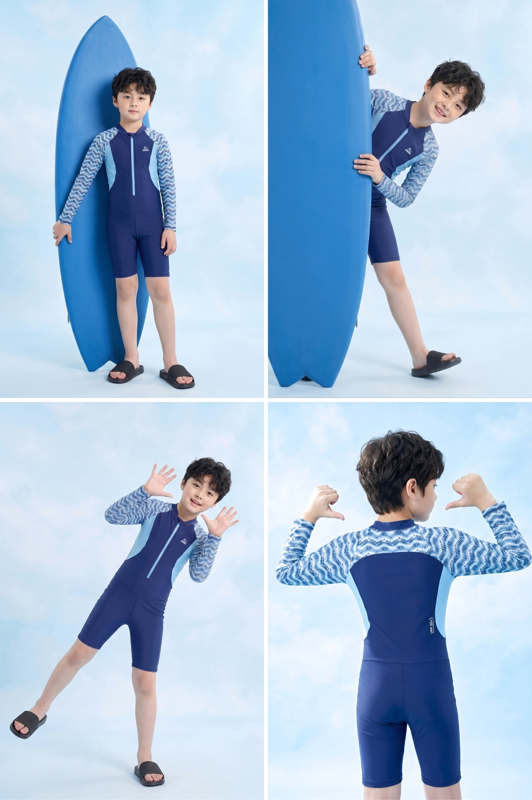 Đồ bơi Unisex cho bé tay dài phối khóa - KD050_TRI