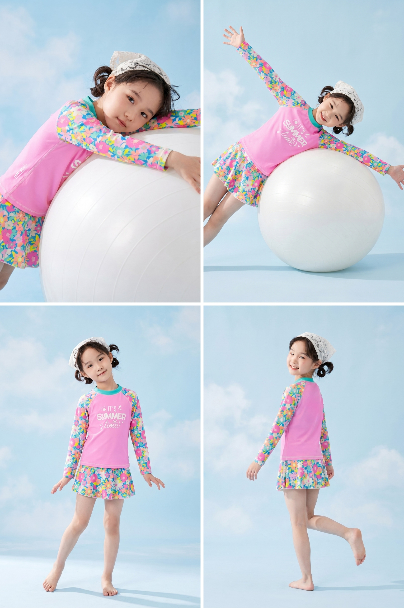 Đồ bơi bé Gái hai mảnh váy áo tay lửng - KD024_FLO