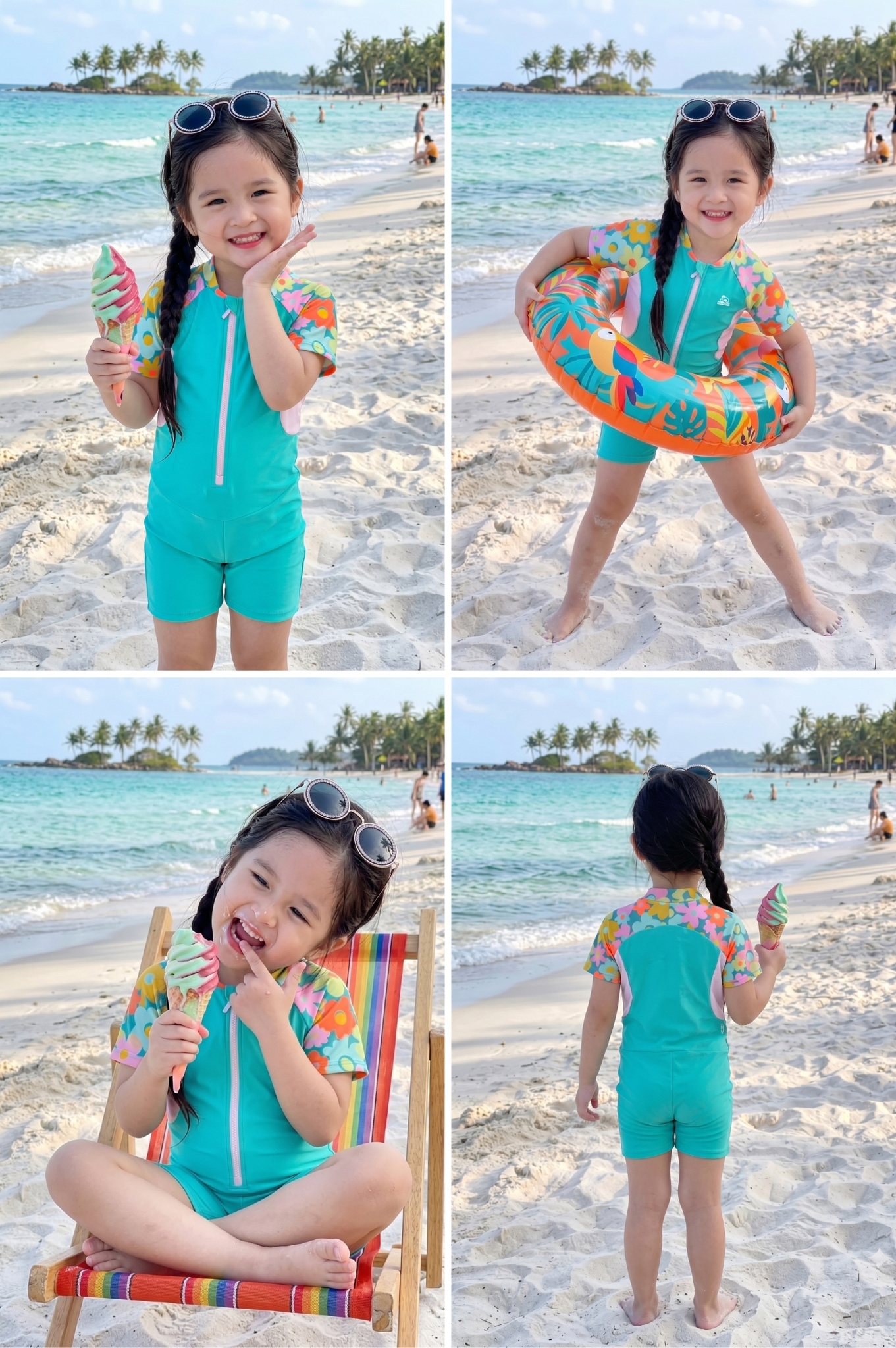 Đồ bơi bé Gái một mảnh tay ngắn - BS051_FLO