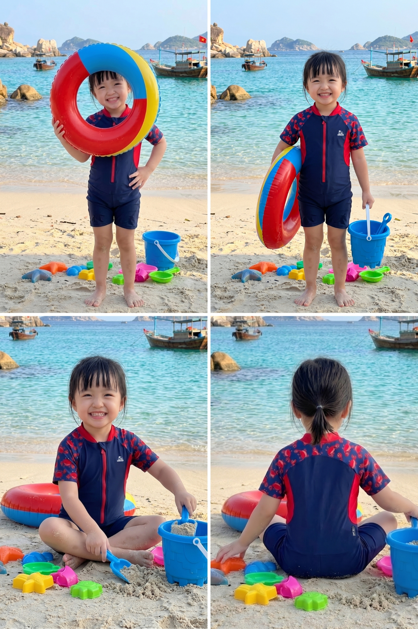 Đồ bơi bé Gái một mảnh tay ngắn - BS051_NV