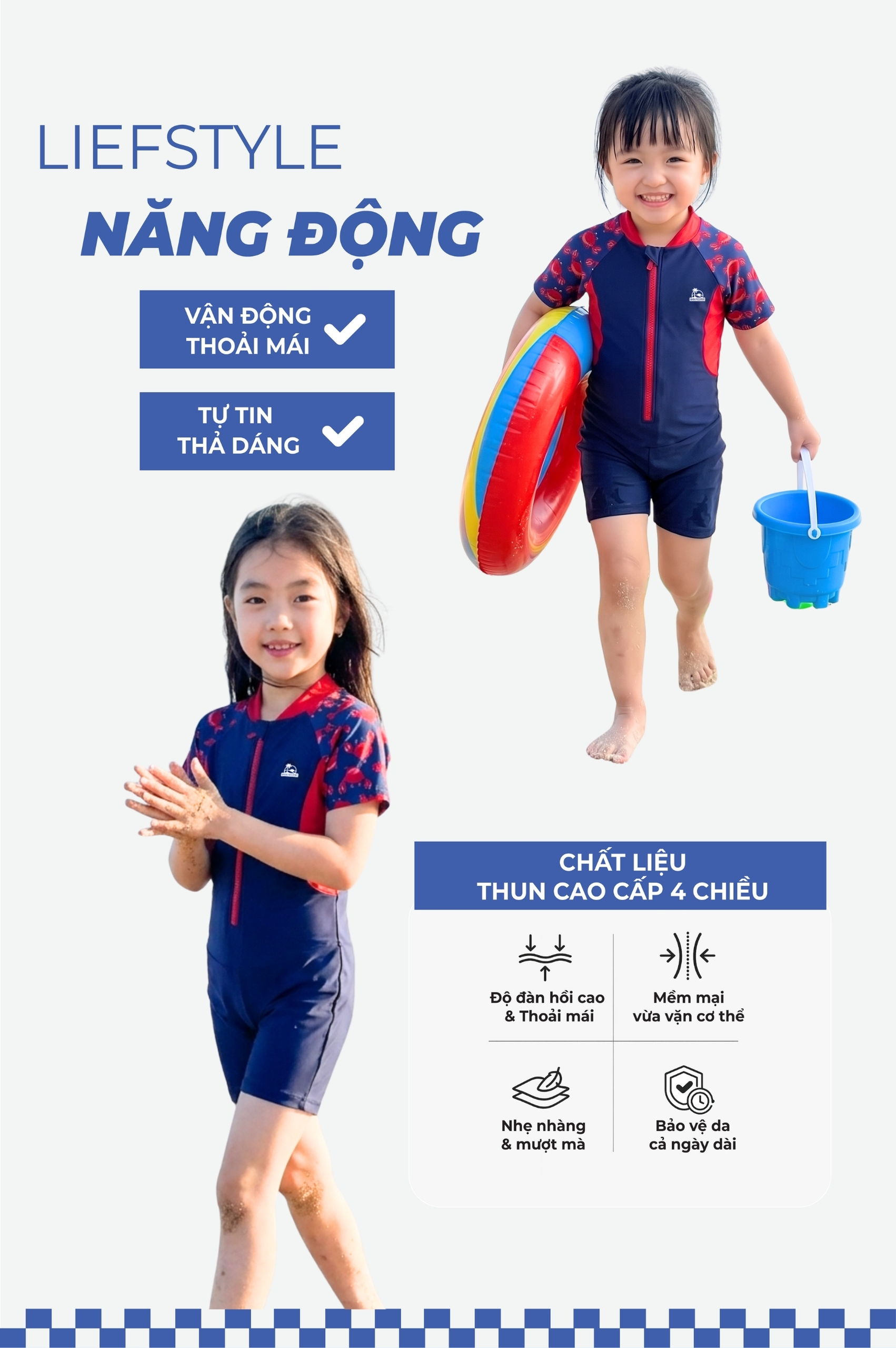 Đồ bơi bé Gái một mảnh tay ngắn - BS051_NV