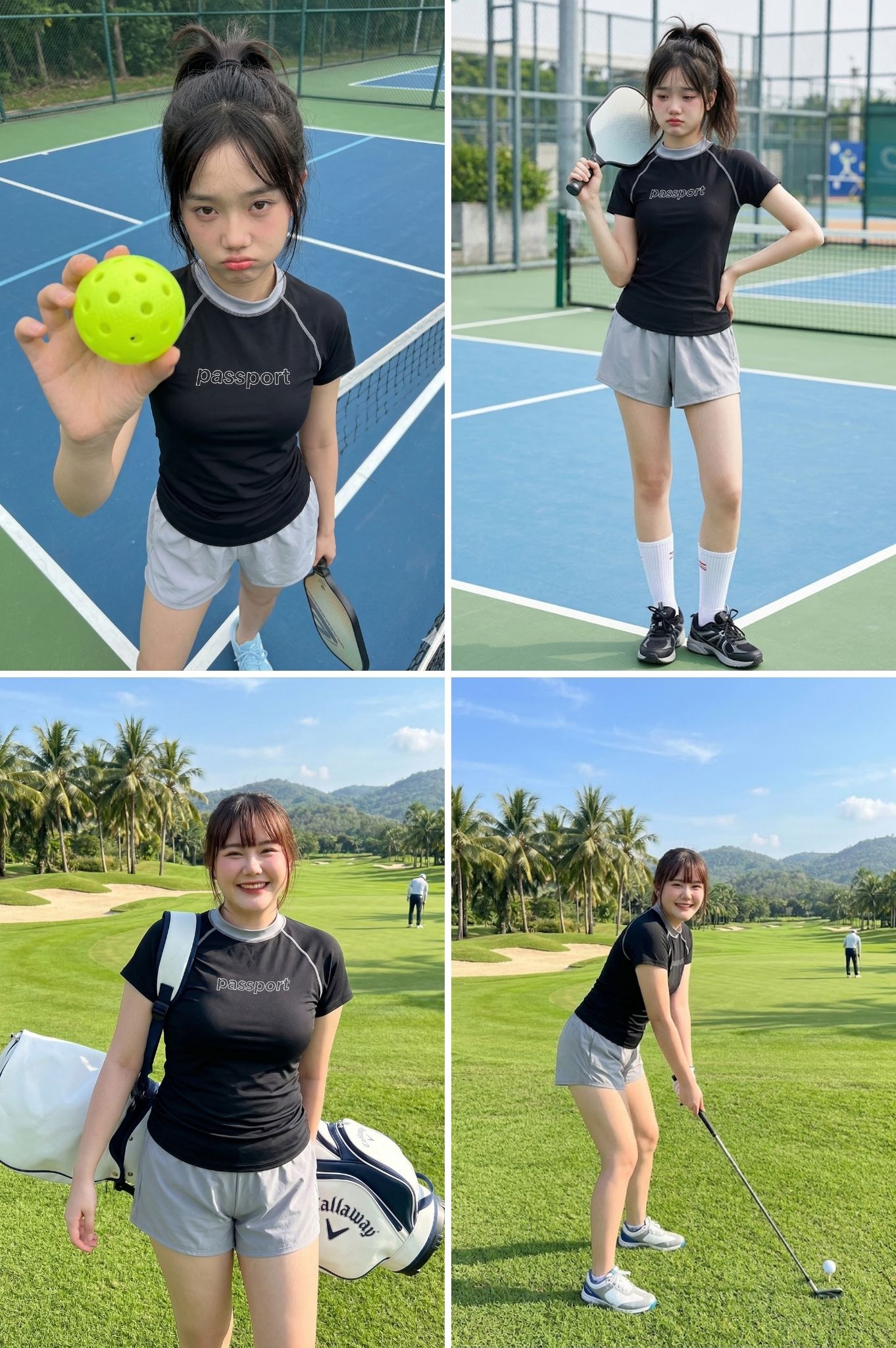 Đồ bơi hai mảnh short ngắn - Đen Xám