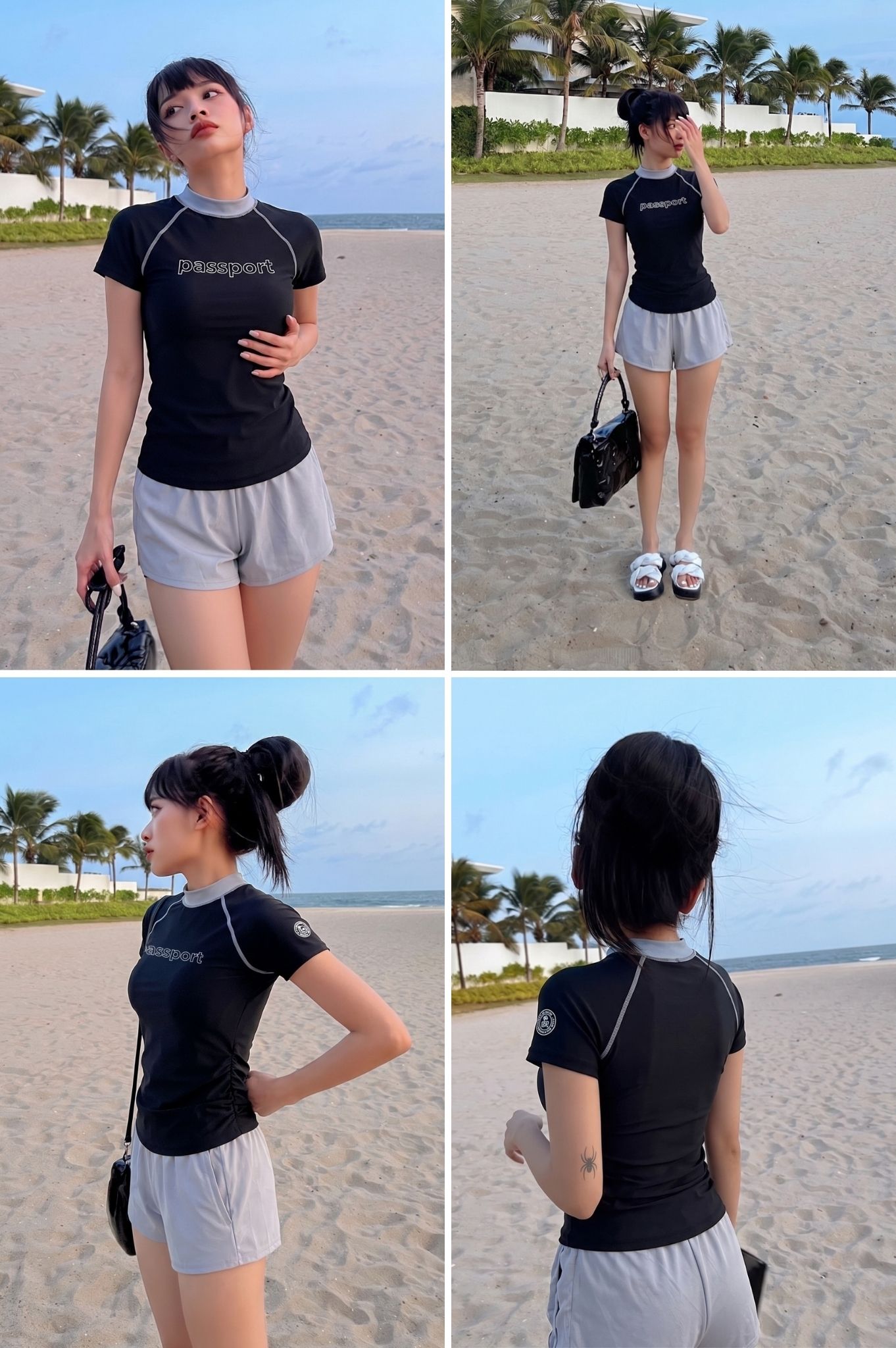 Đồ bơi hai mảnh short ngắn - Đen Xám