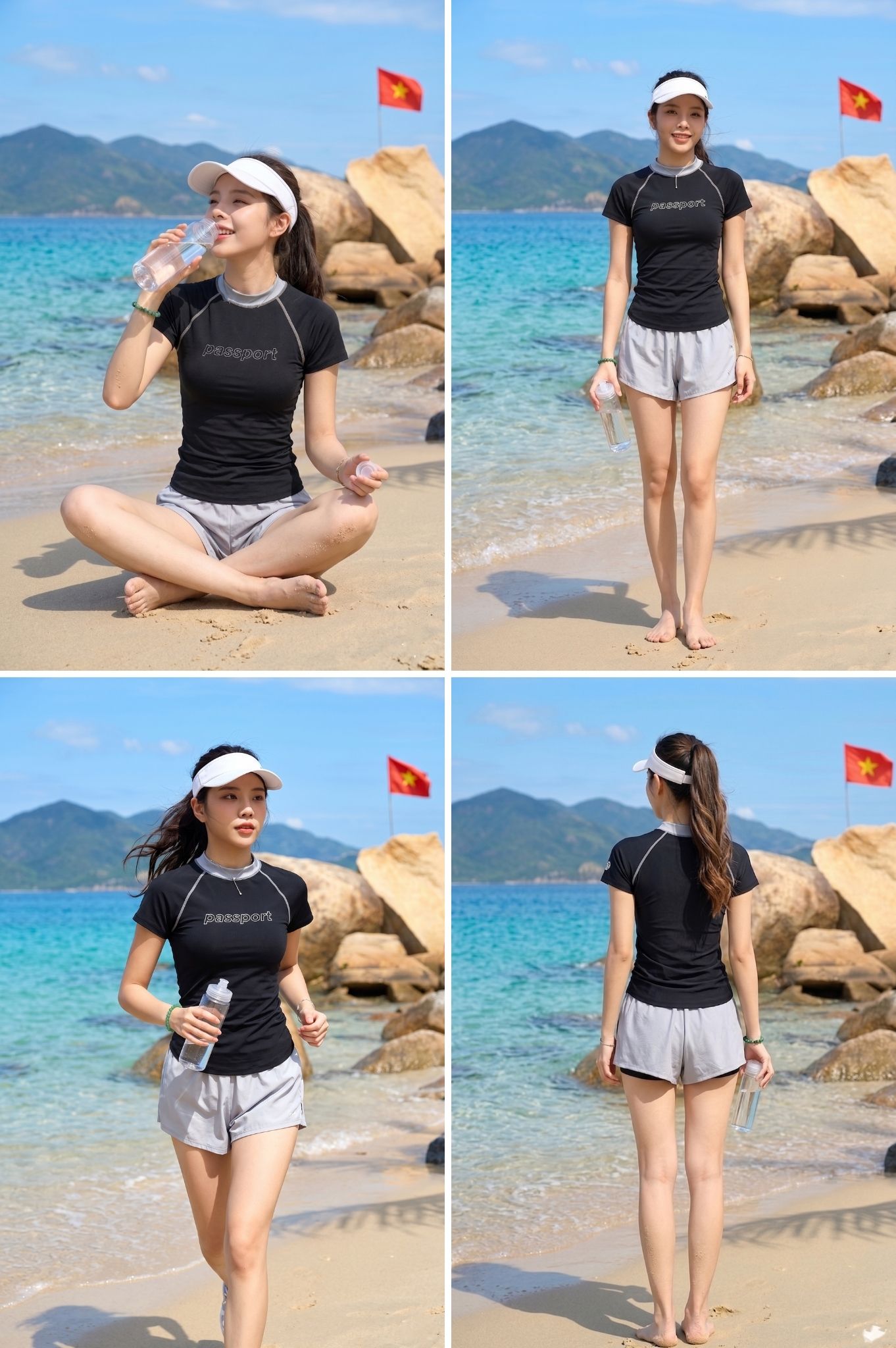 Đồ bơi hai mảnh short ngắn - Đen Xám