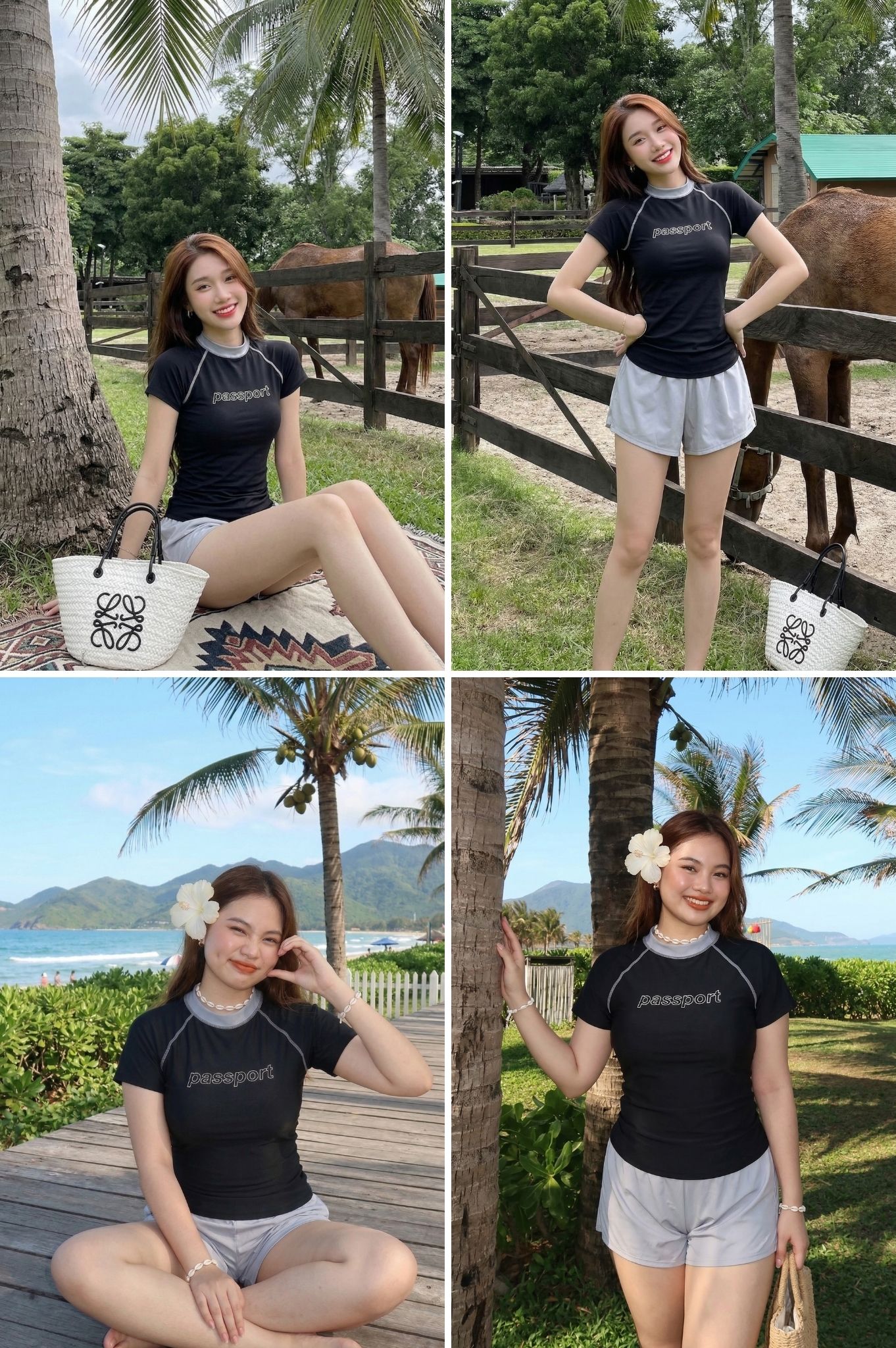 Đồ bơi hai mảnh short ngắn - Đen Xám