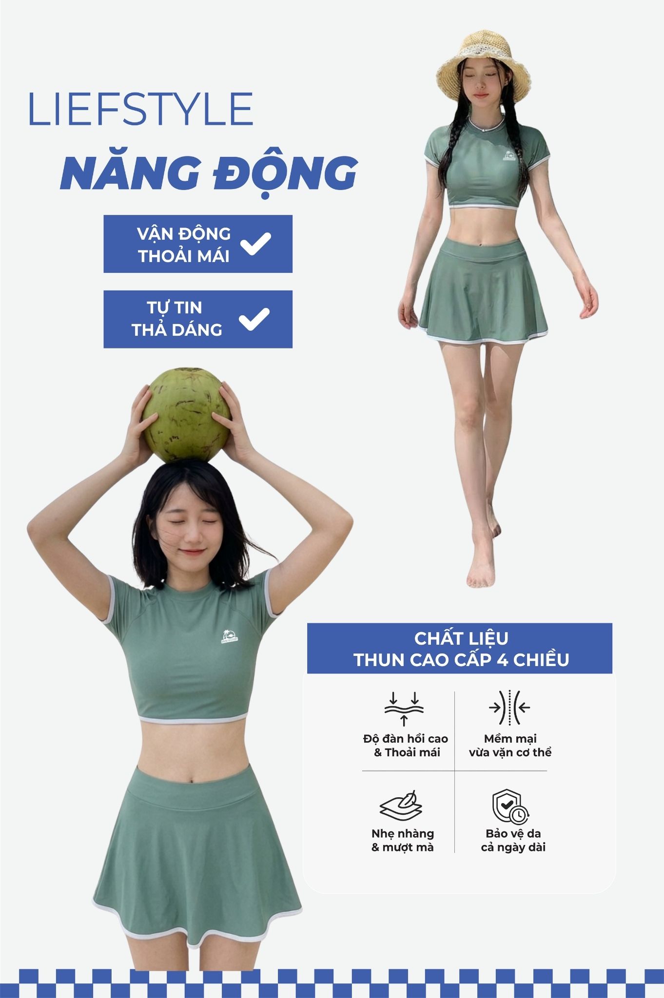 Đồ bơi hai mảnh váy áo tay ngắn - BS1012_MS