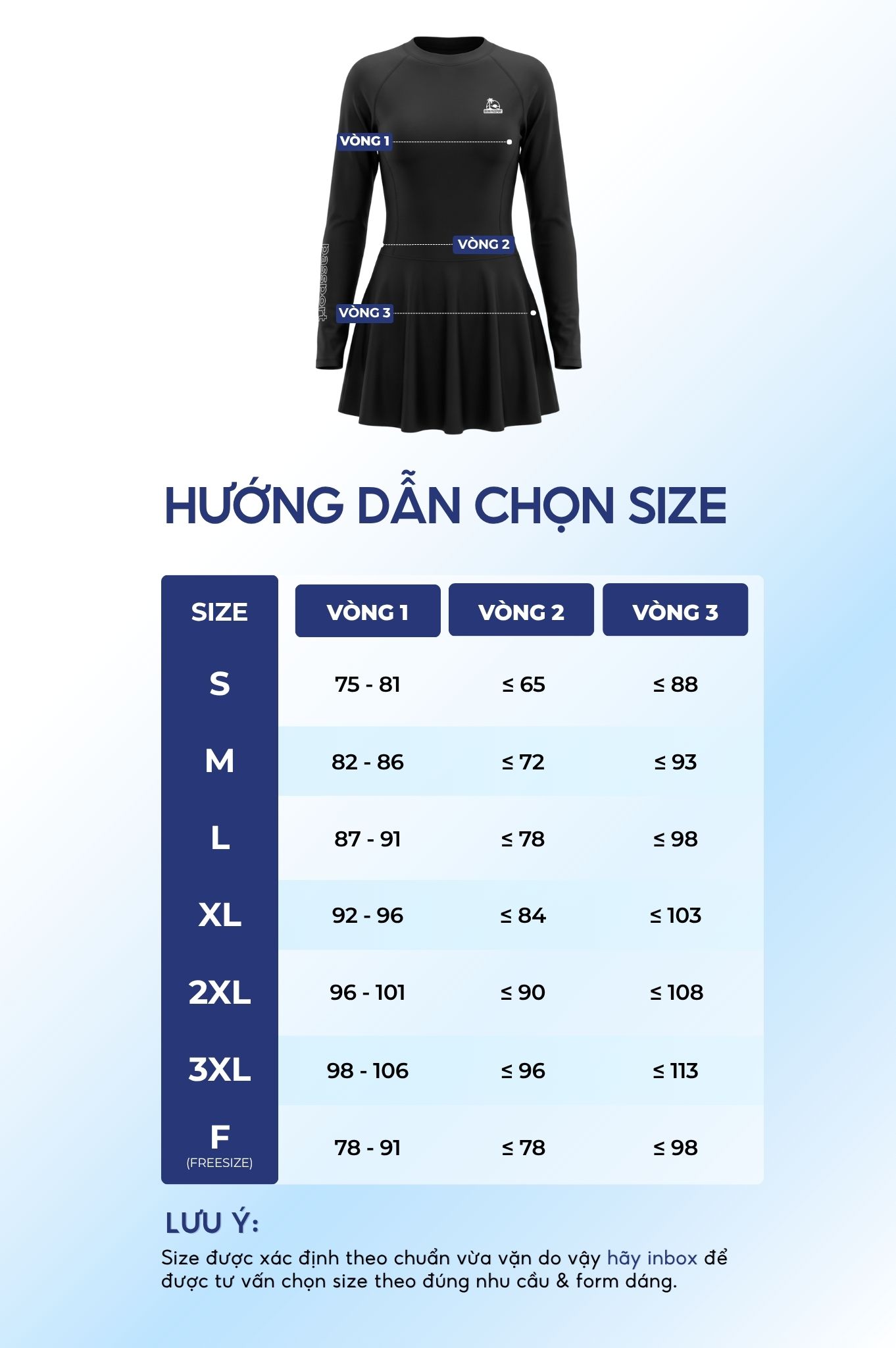 Đồ bơi một mảnh váy áo tay dài DTF - Đen