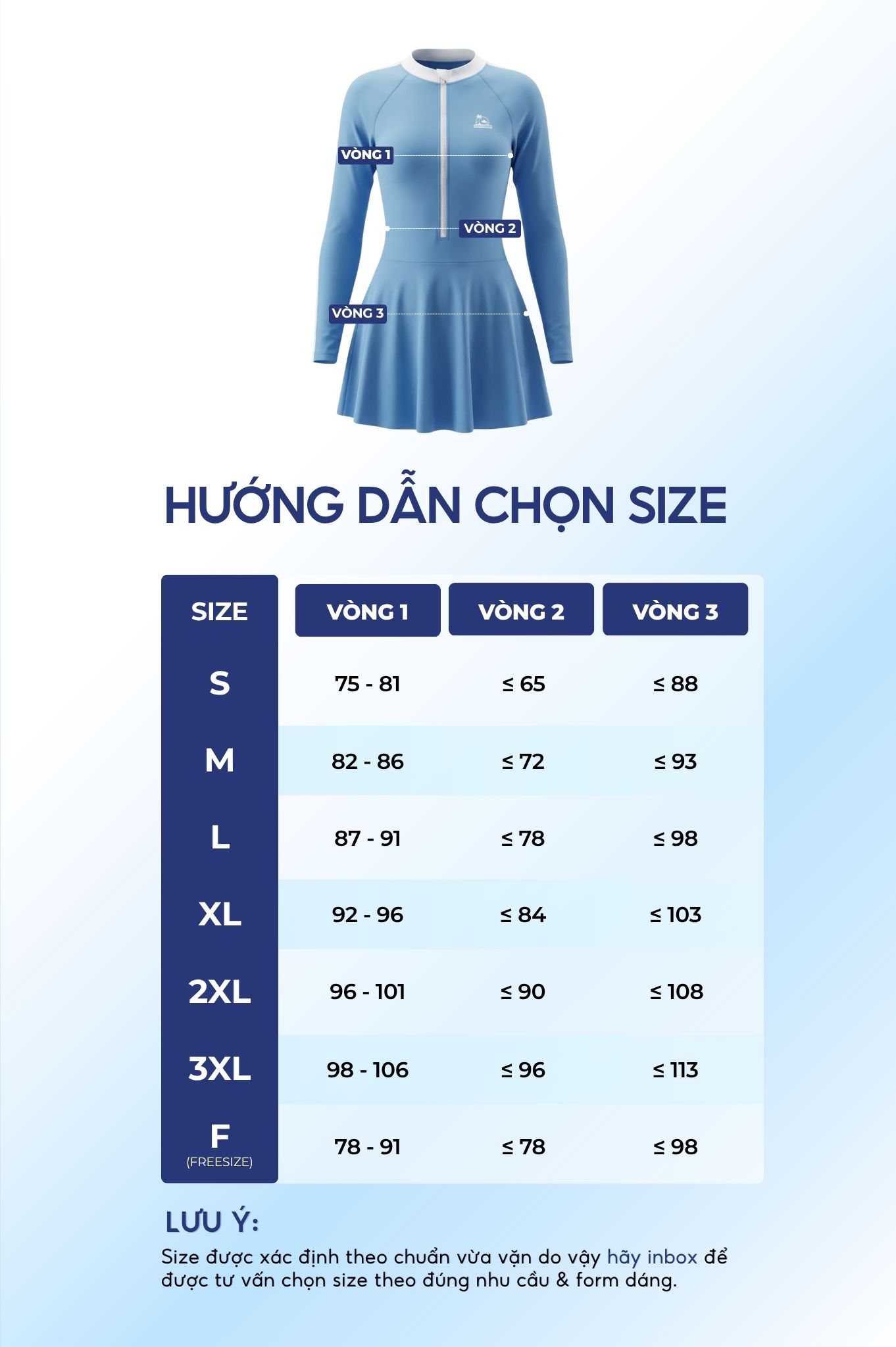 Đồ bơi một mảnh váy áo tay dài DTF - Xanh da trời