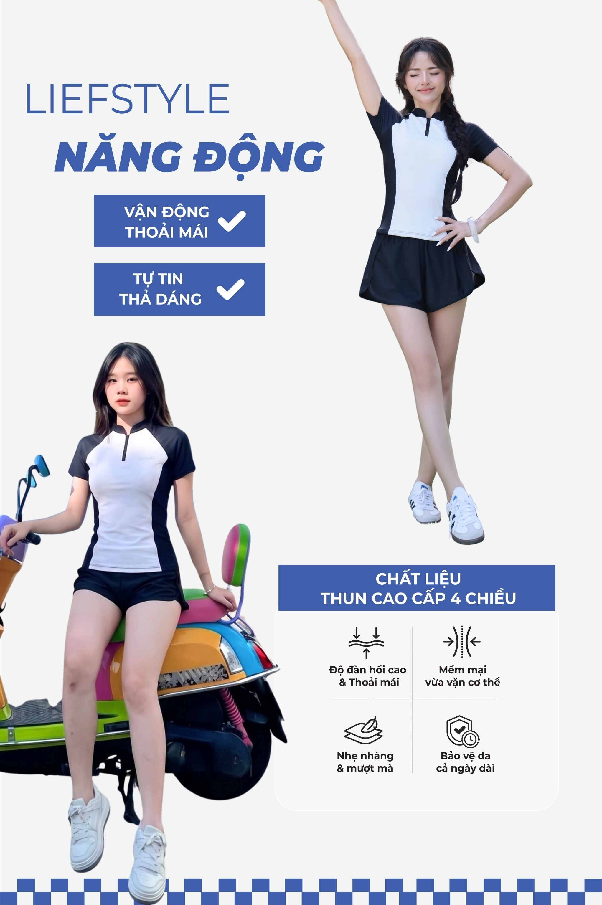 Hai mảnh quần 2 lớp, áo tay ngắn - BS568_BL