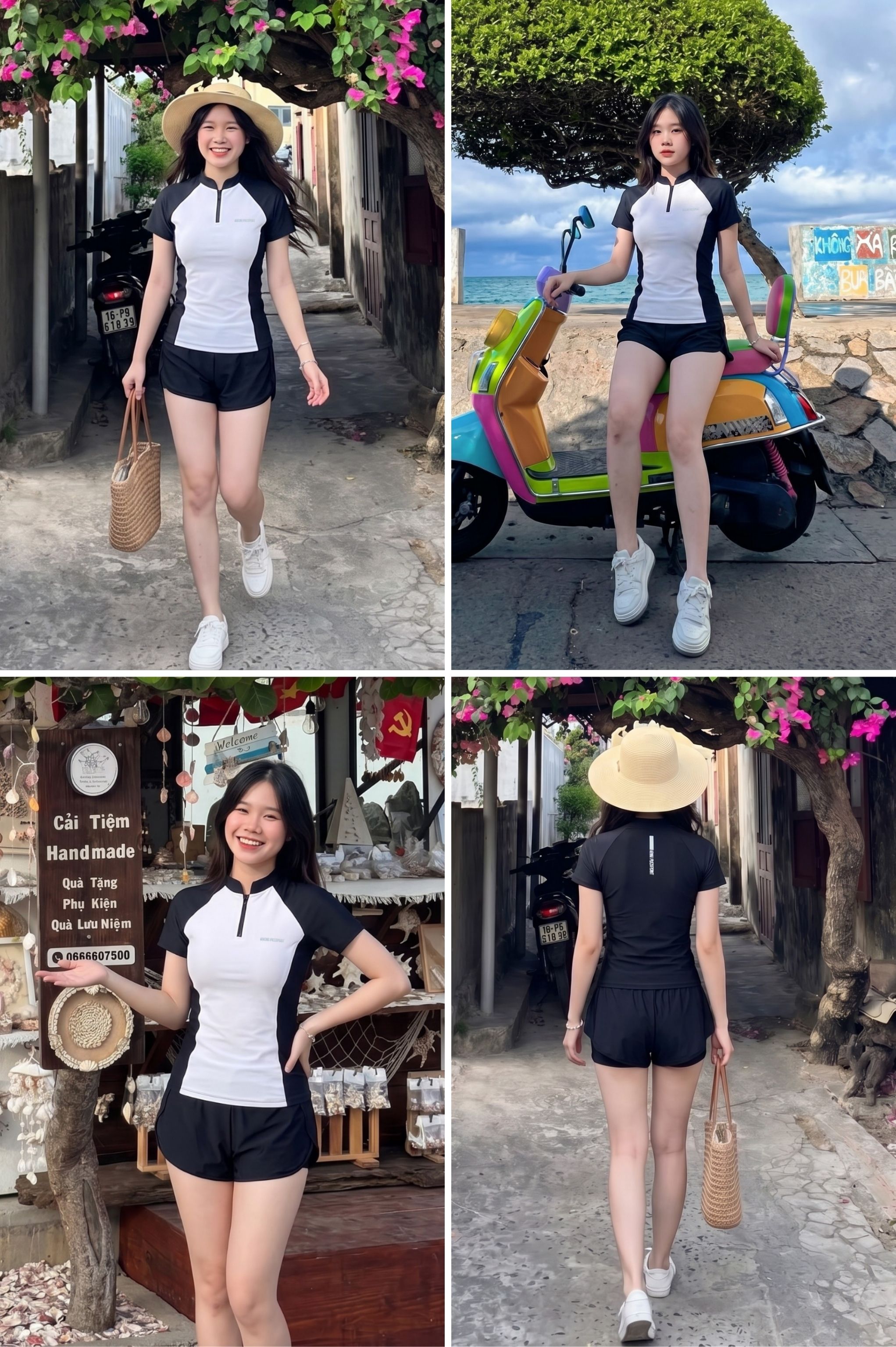 Hai mảnh quần 2 lớp, áo tay ngắn - BS568_BL