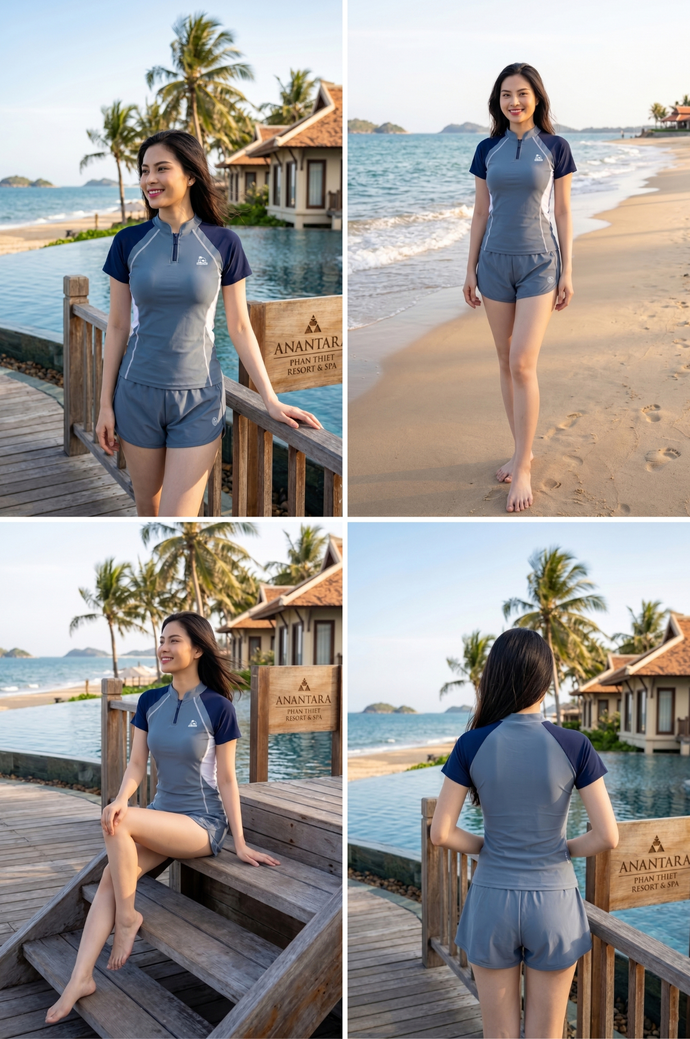 Hai mảnh quần 2 lớp, áo tay ngắn - BS572_BU