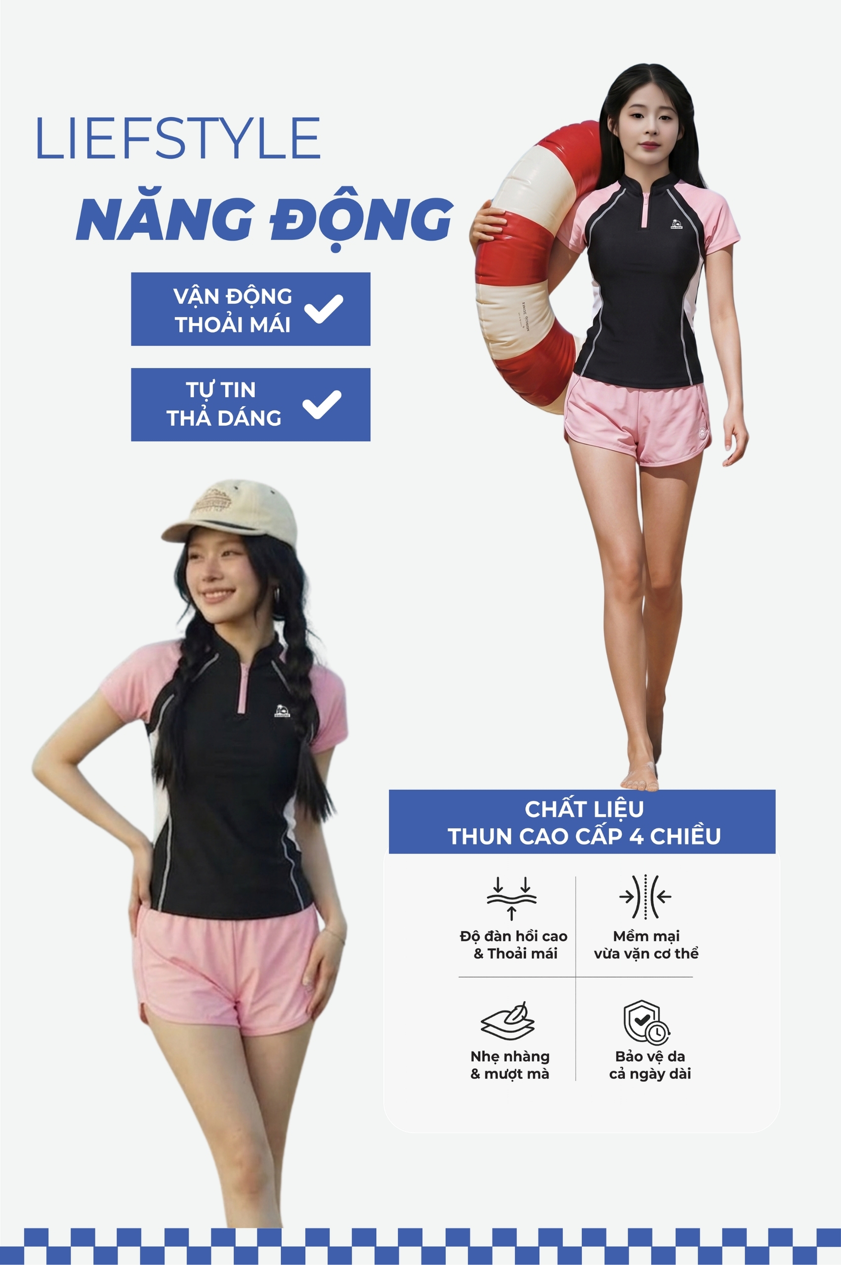 Hai mảnh quần 2 lớp, áo tay ngắn - BS572_PK