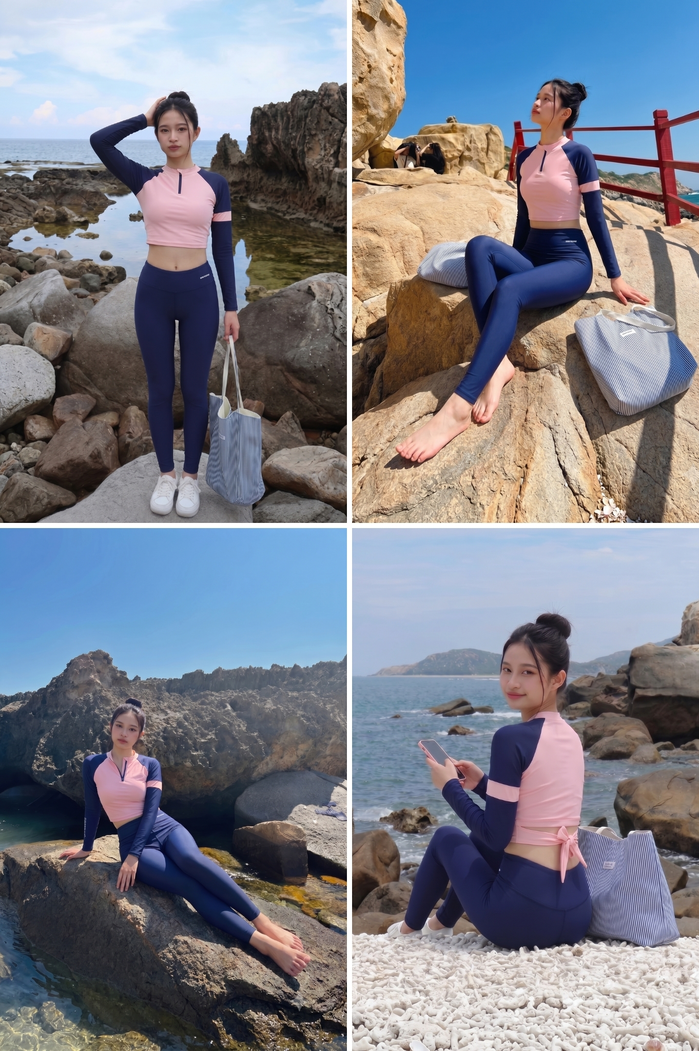Hai mảnh quần dài, áo croptop có tay - BS571_PK