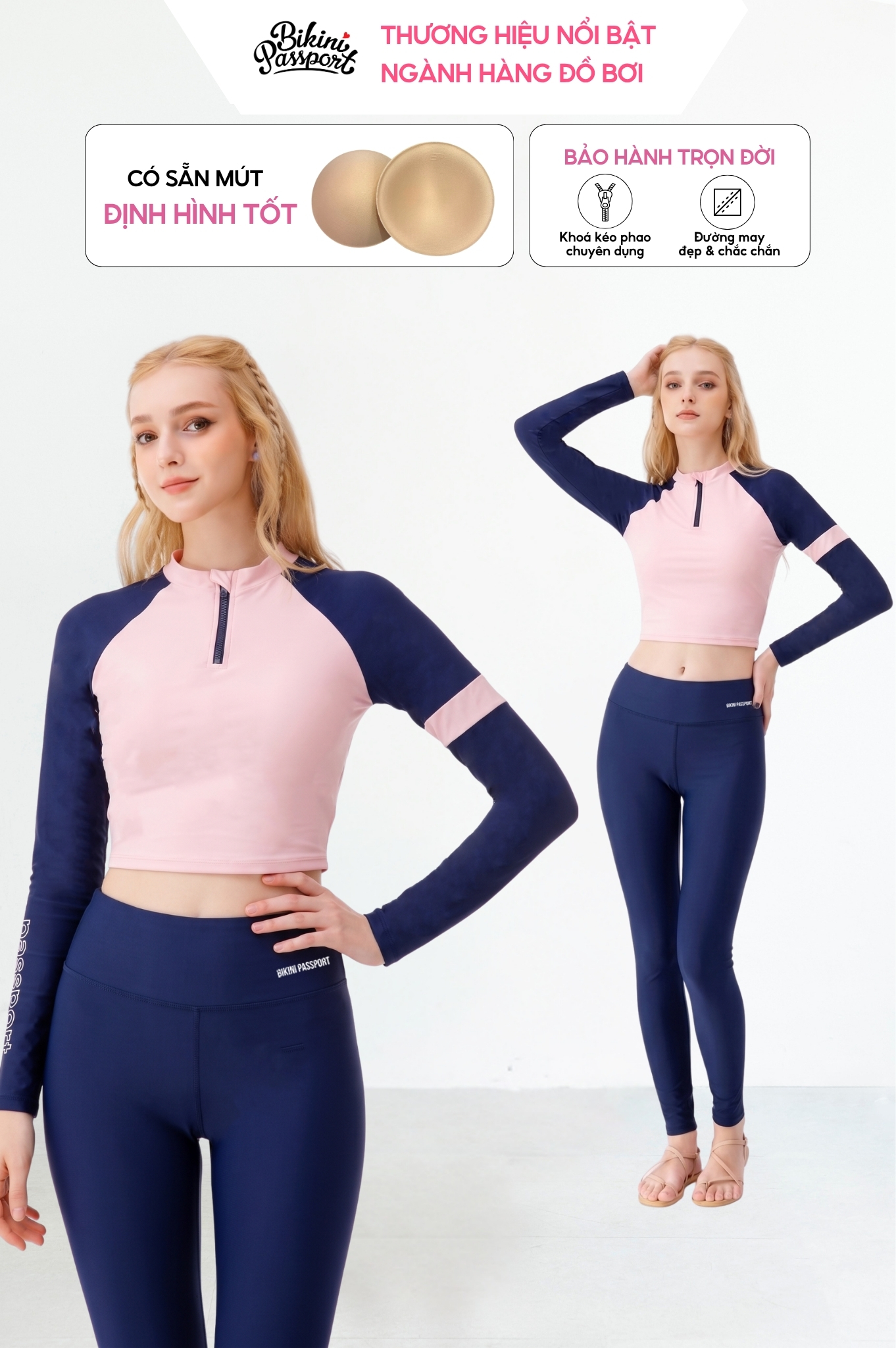Hai mảnh quần dài, áo croptop có tay - BS571_PK