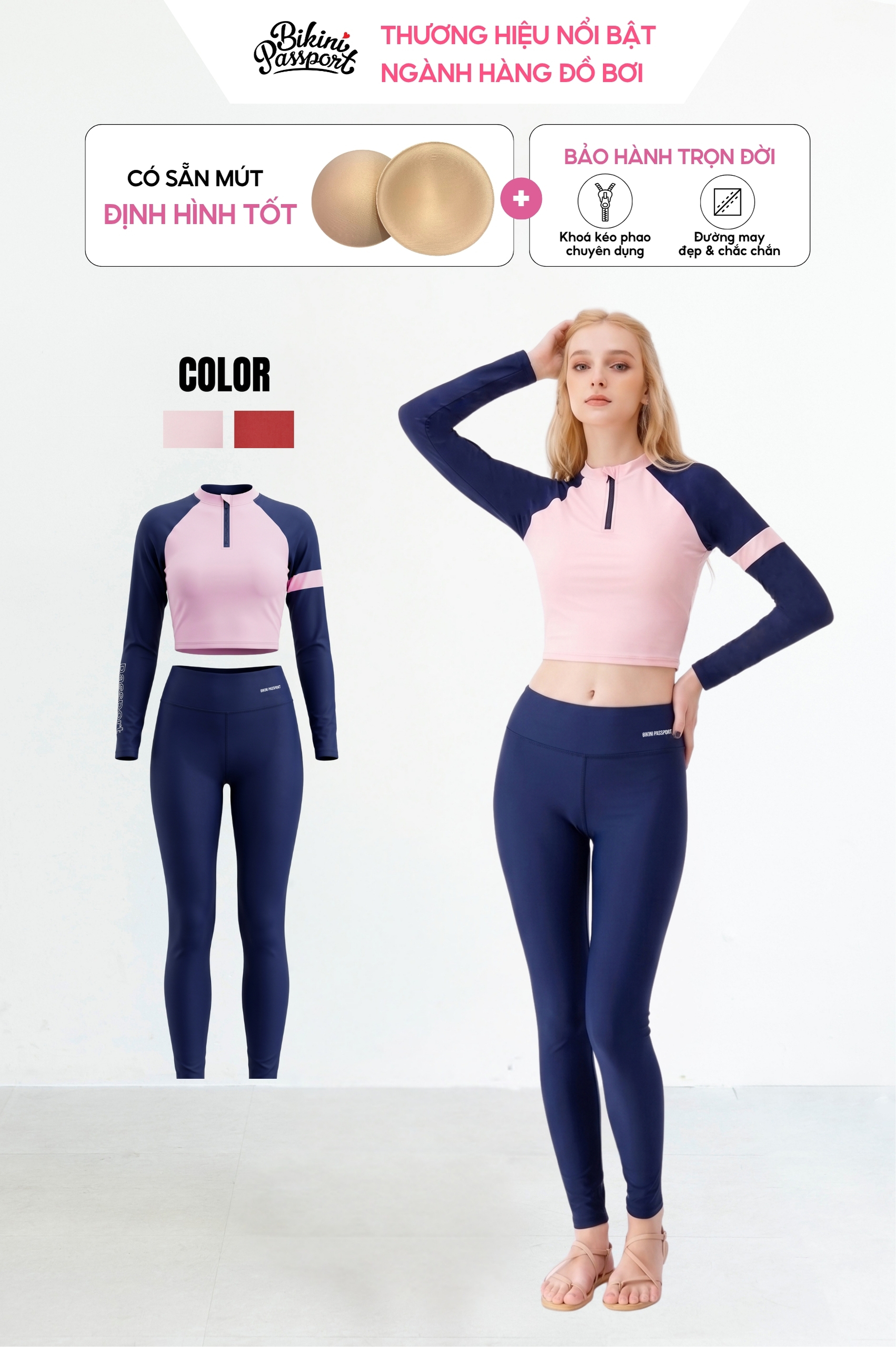 Hai mảnh quần dài, áo croptop có tay - BS571_PK