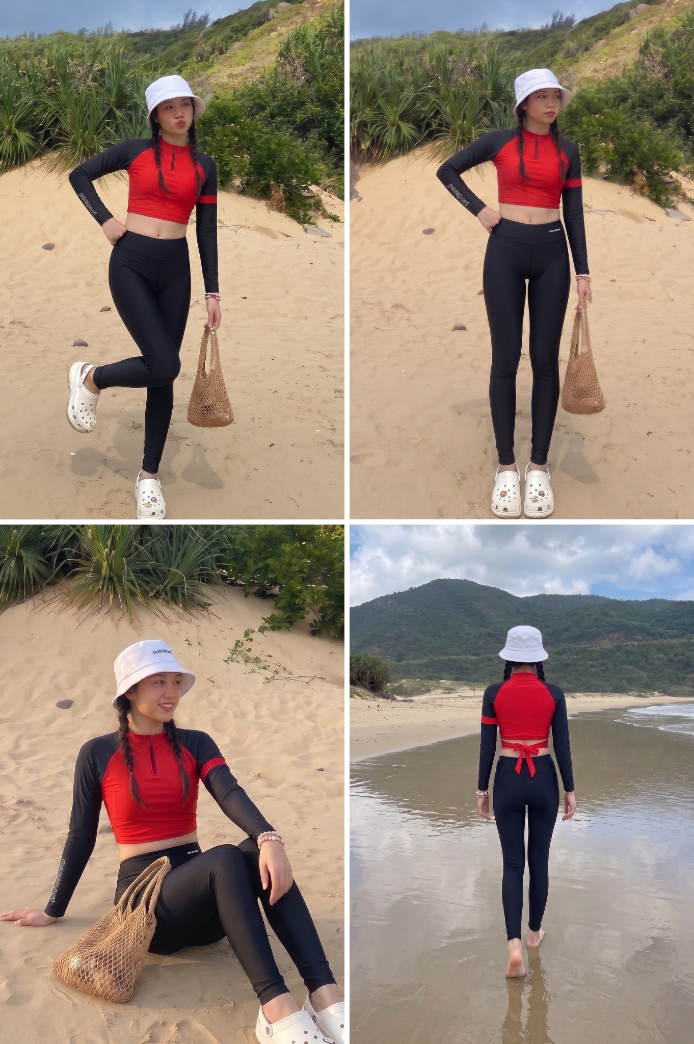 Hai mảnh quần dài, áo croptop có tay - BS571_RD
