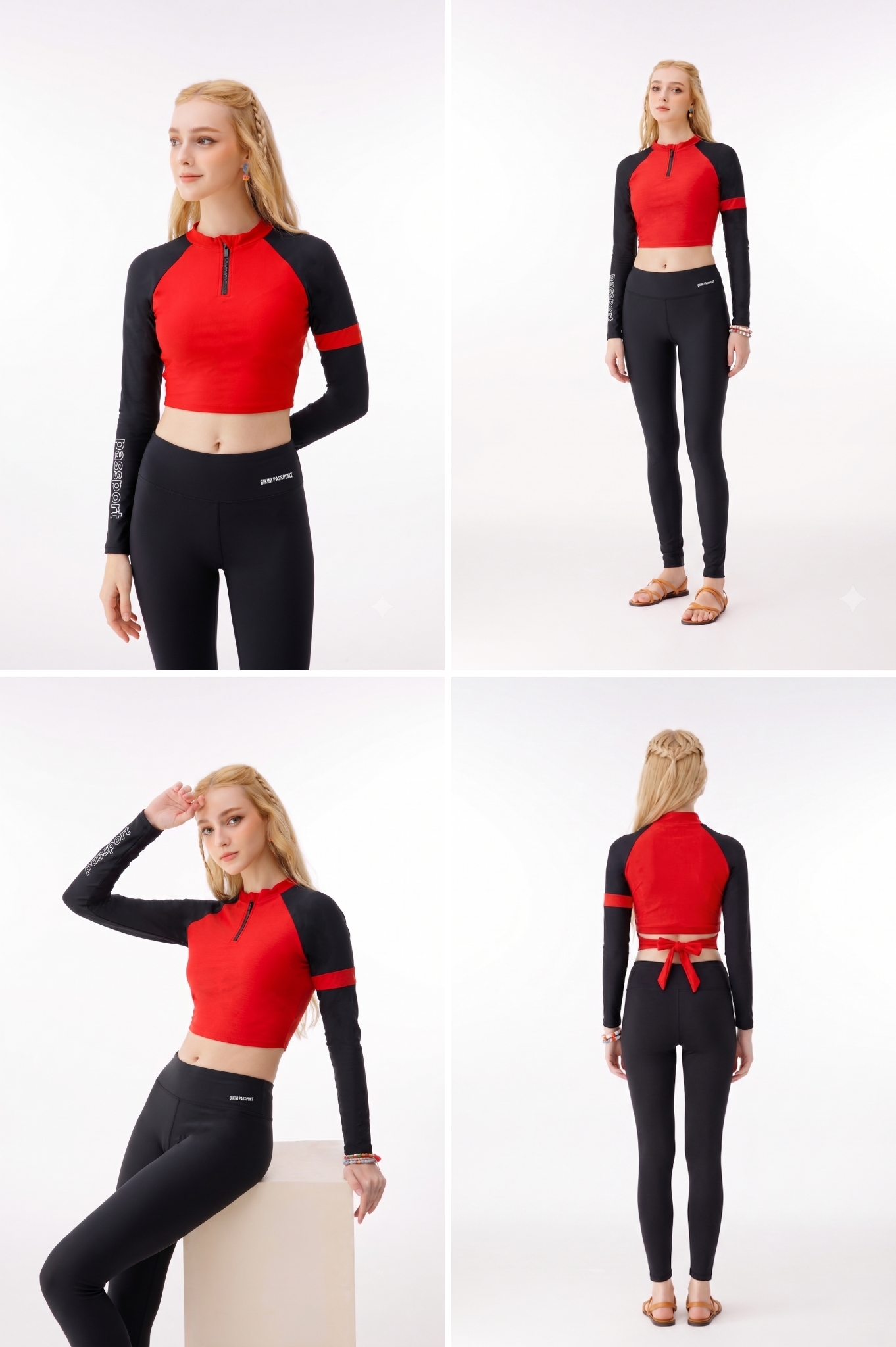 Hai mảnh quần dài, áo croptop có tay - BS571_RD
