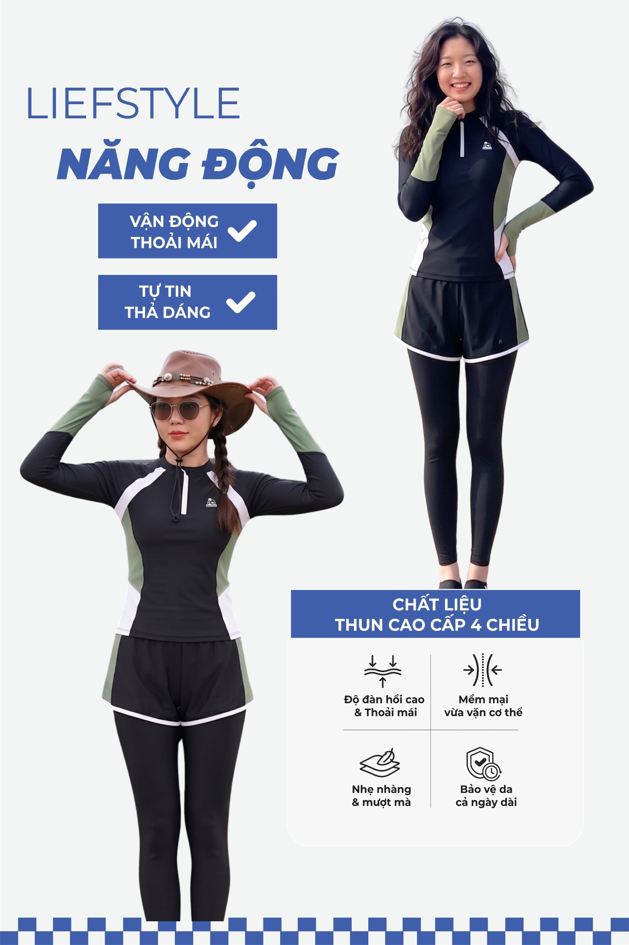 Hai mảnh tay dài quần 2 lớp dài - BS546_BL