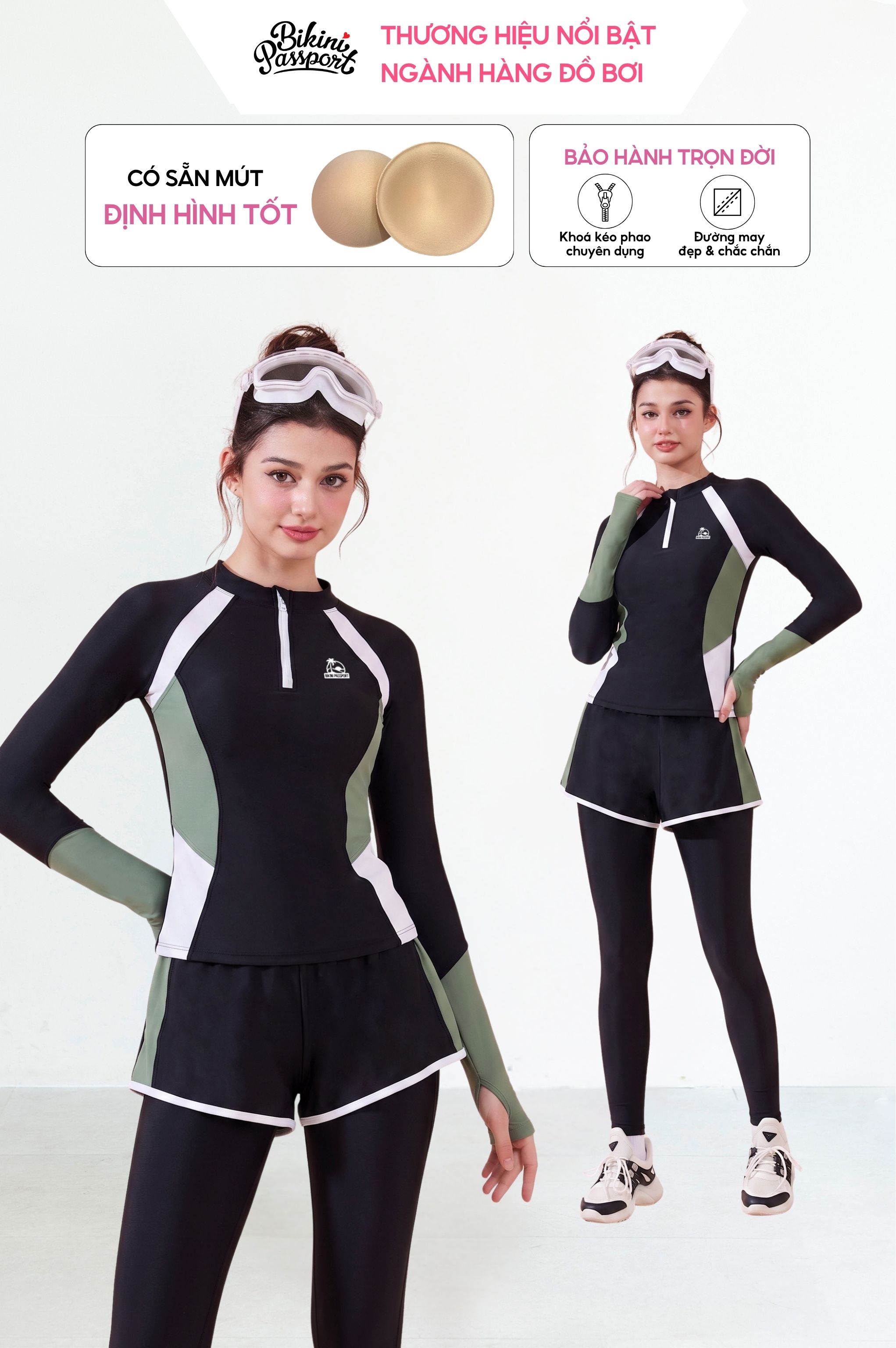 Hai mảnh tay dài quần 2 lớp dài - BS546_BL