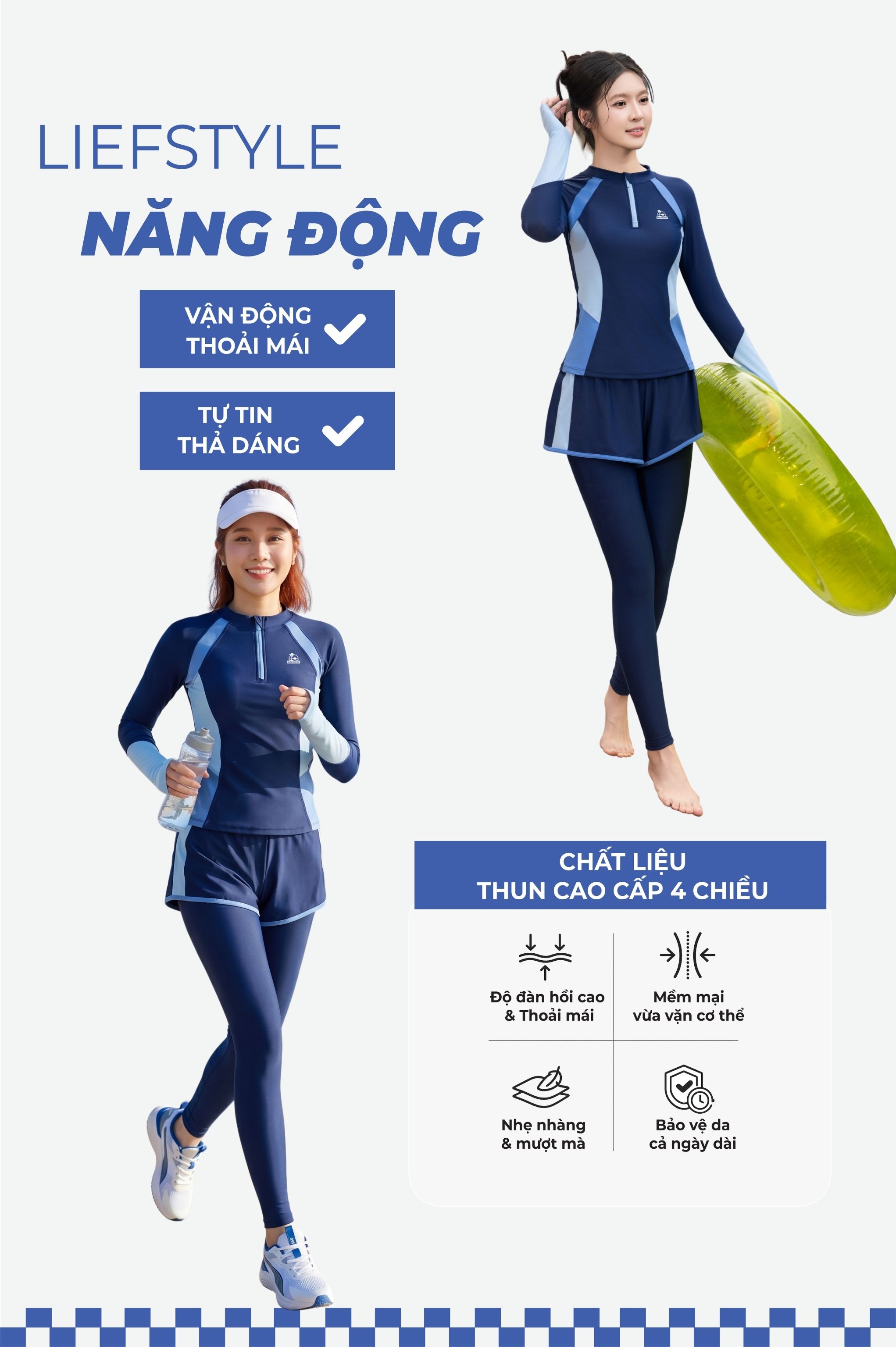 Hai mảnh tay dài quần 2 lớp dài - BS546_NV