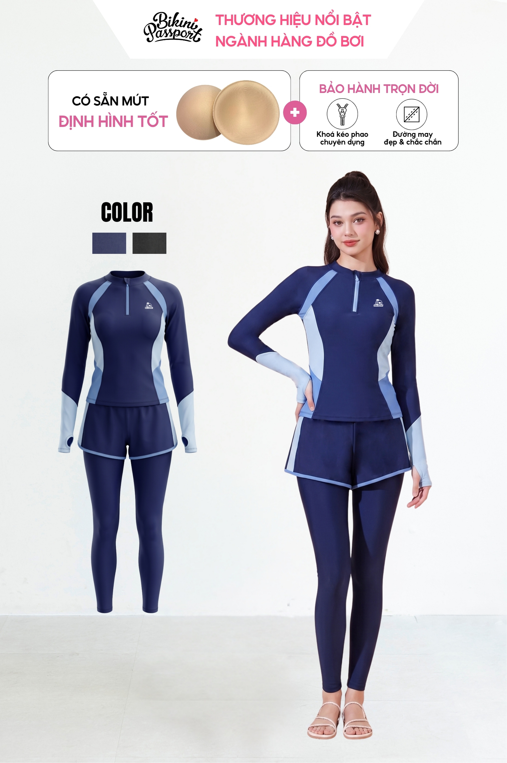 Hai mảnh tay dài quần 2 lớp dài - BS546_NV