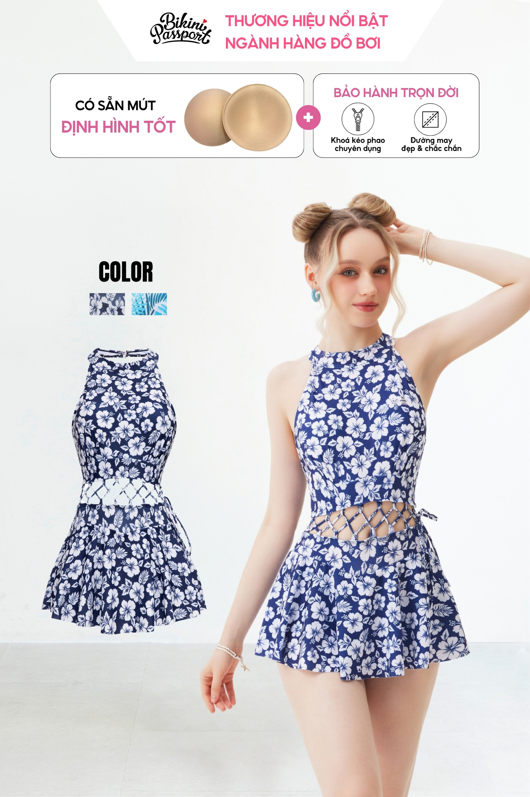 Một mảnh Váy yếm cách điệu - Xanh Navy