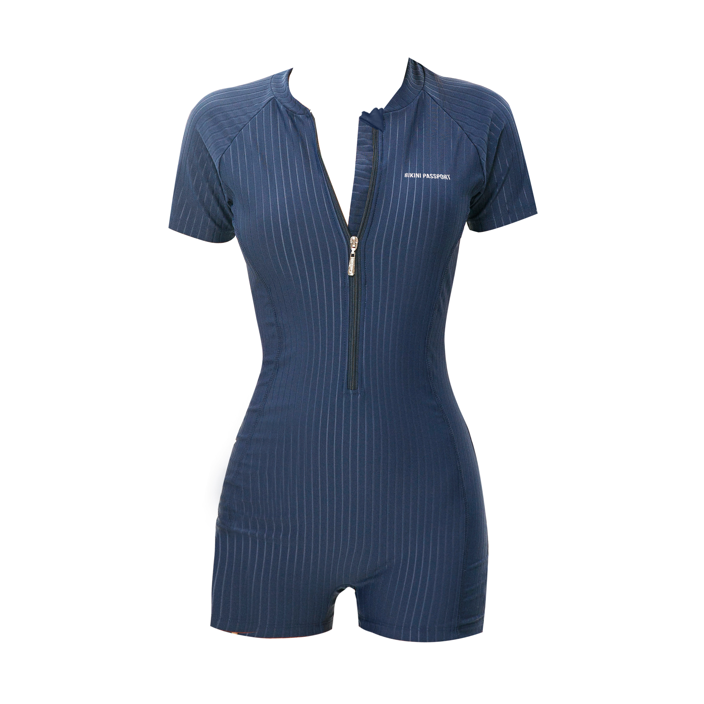 Một mảnh quần short, áo tay ngắn có khóa - Xanh Navy