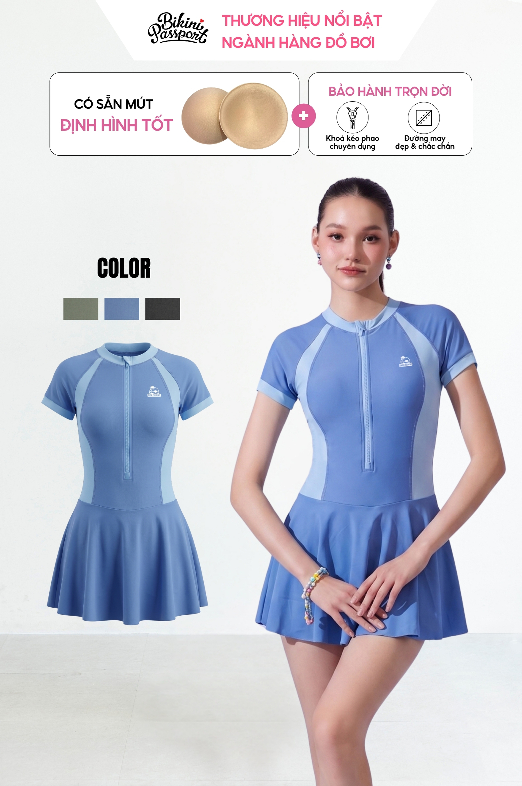 Một mảnh váy áo tay ngắn - BS545_NV