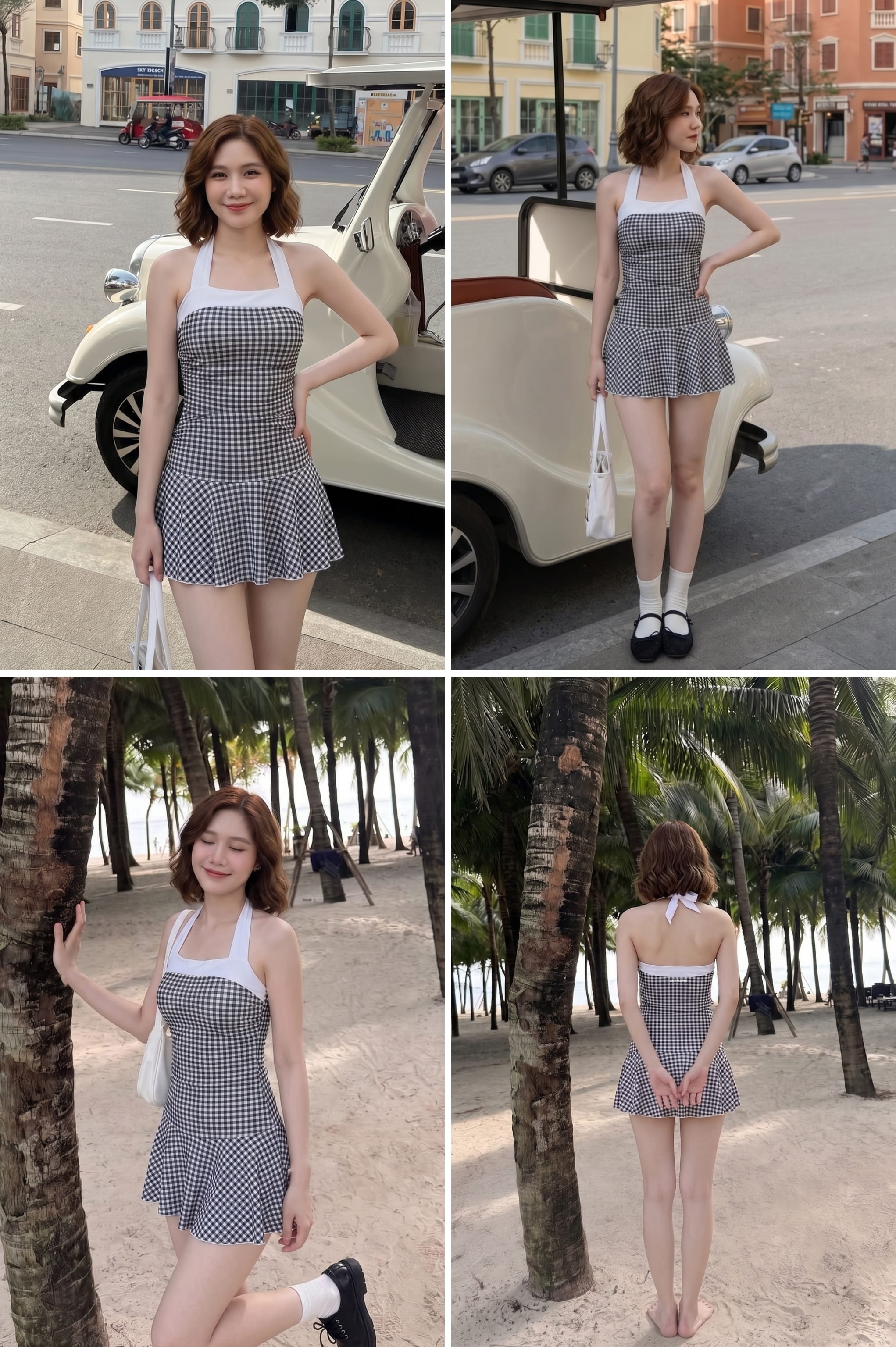 Một mảnh váy bèo ngắn, kiểu ngang - BS282_CAR