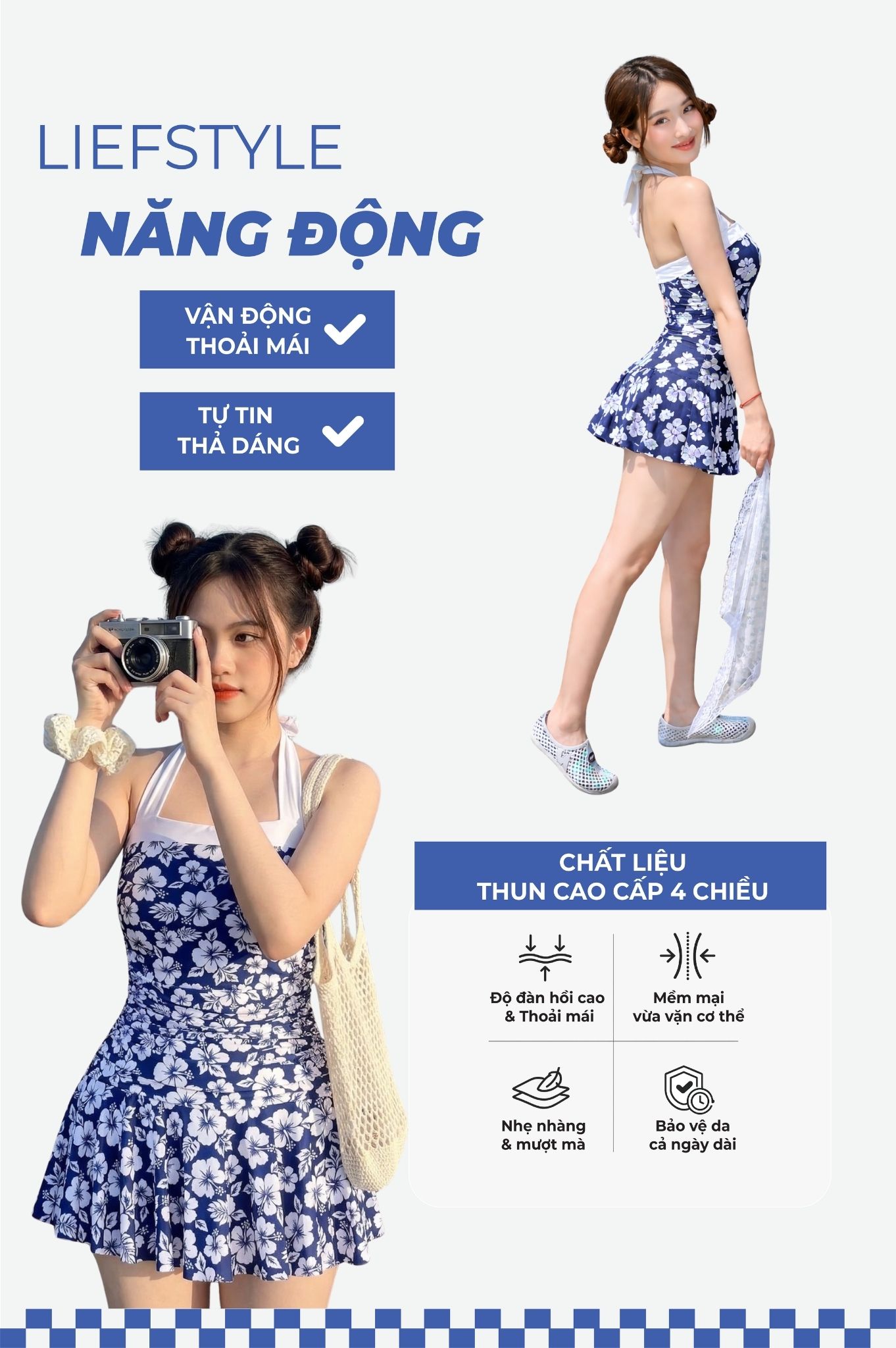 Một mảnh váy bèo ngắn, kiểu ngang - Floral