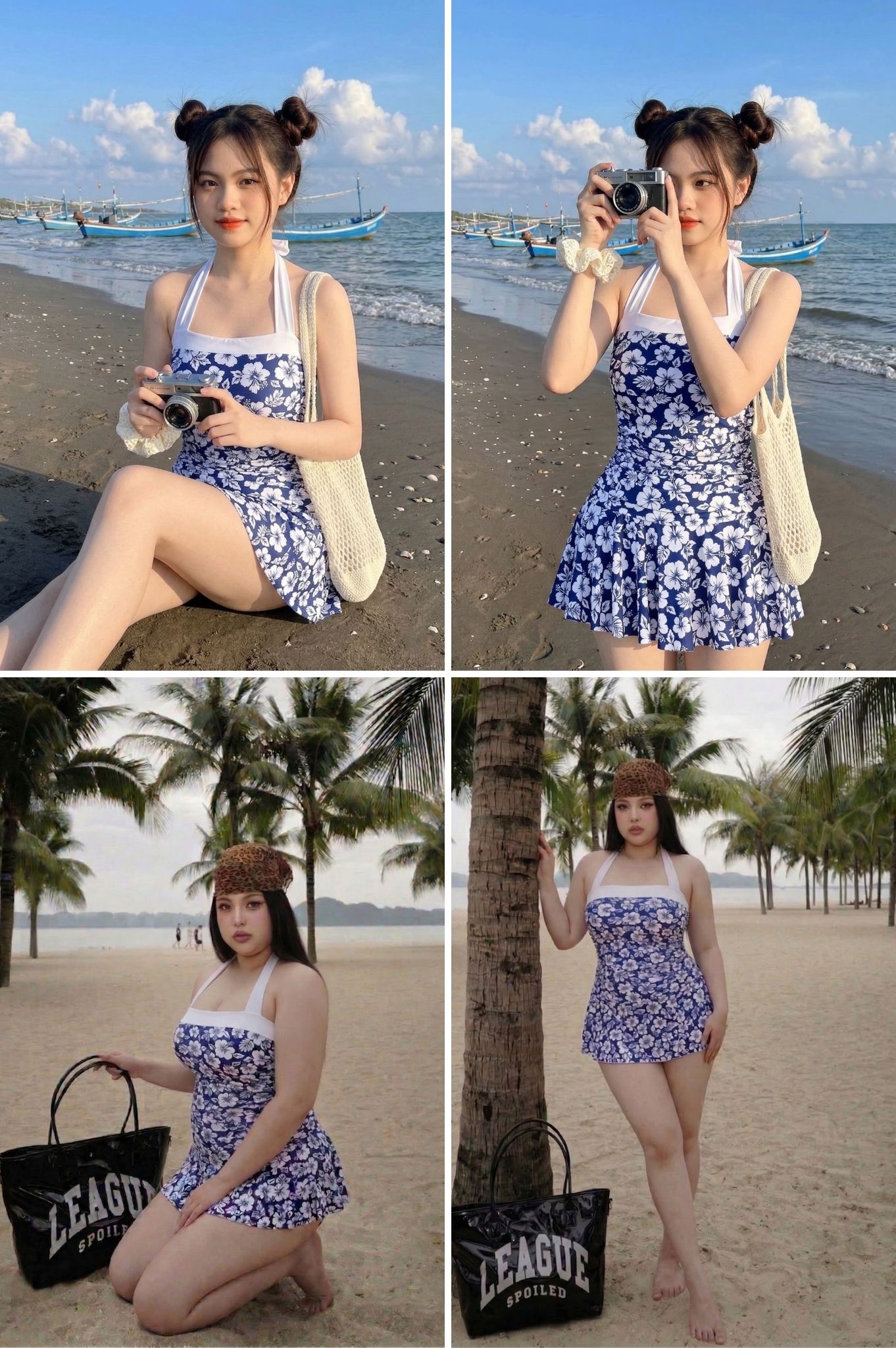Một mảnh váy bèo ngắn, kiểu ngang - Floral
