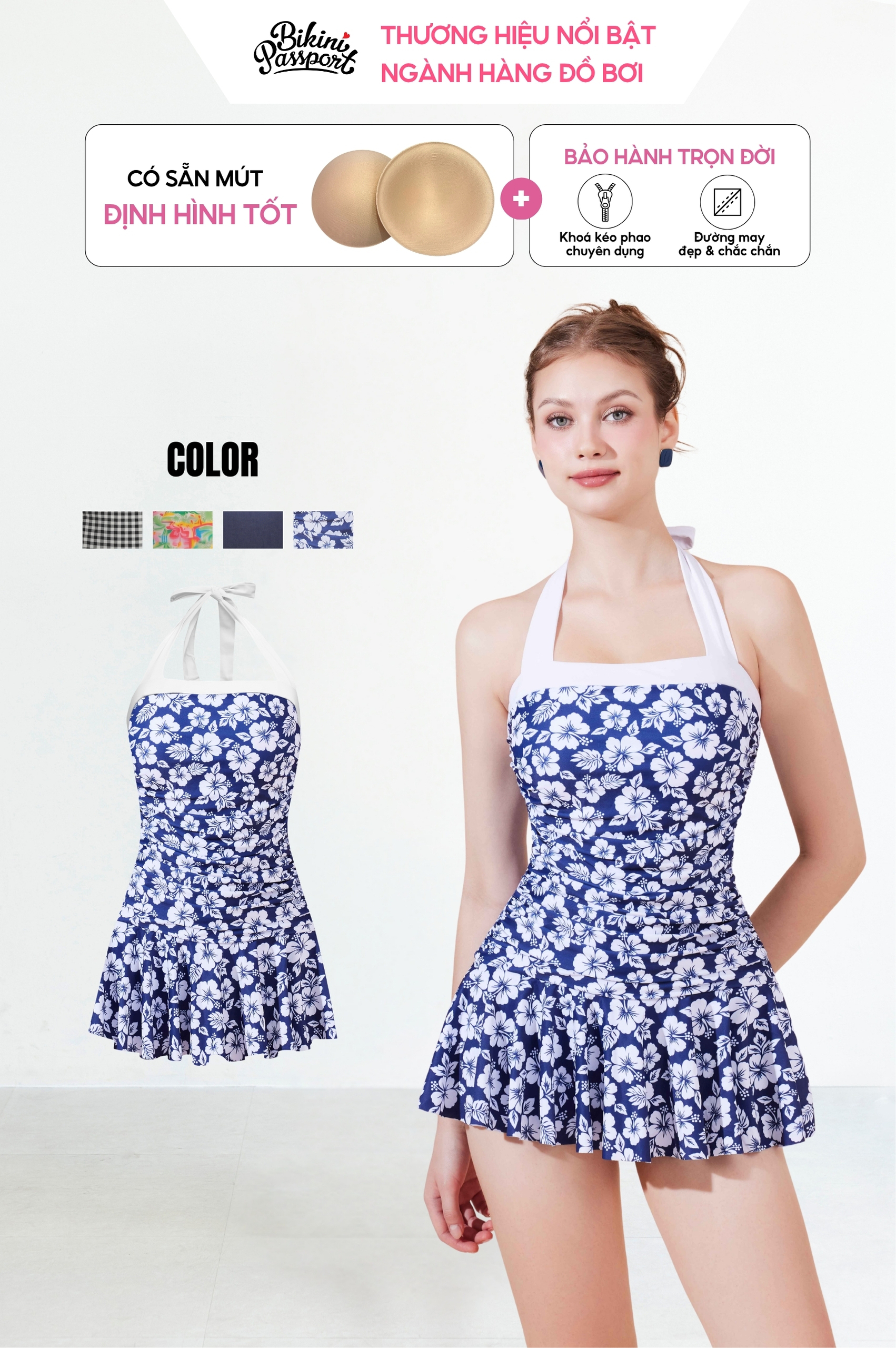 Một mảnh váy bèo ngắn, kiểu ngang - Floral