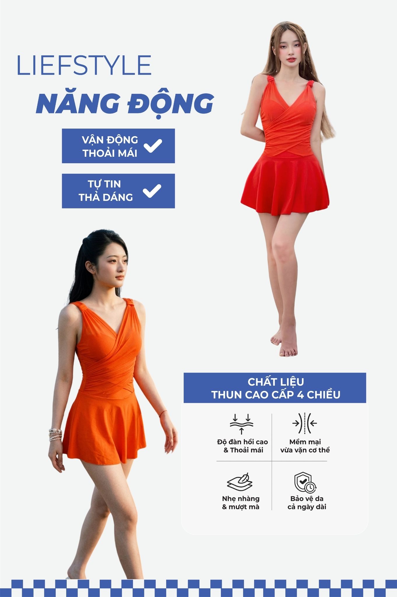 Một mảnh váy nhún chéo - Cam