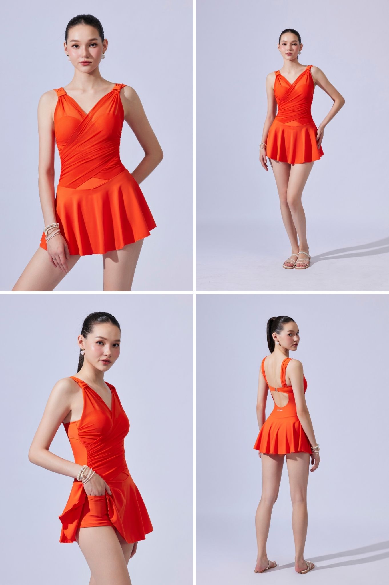 Một mảnh váy nhún chéo - Cam