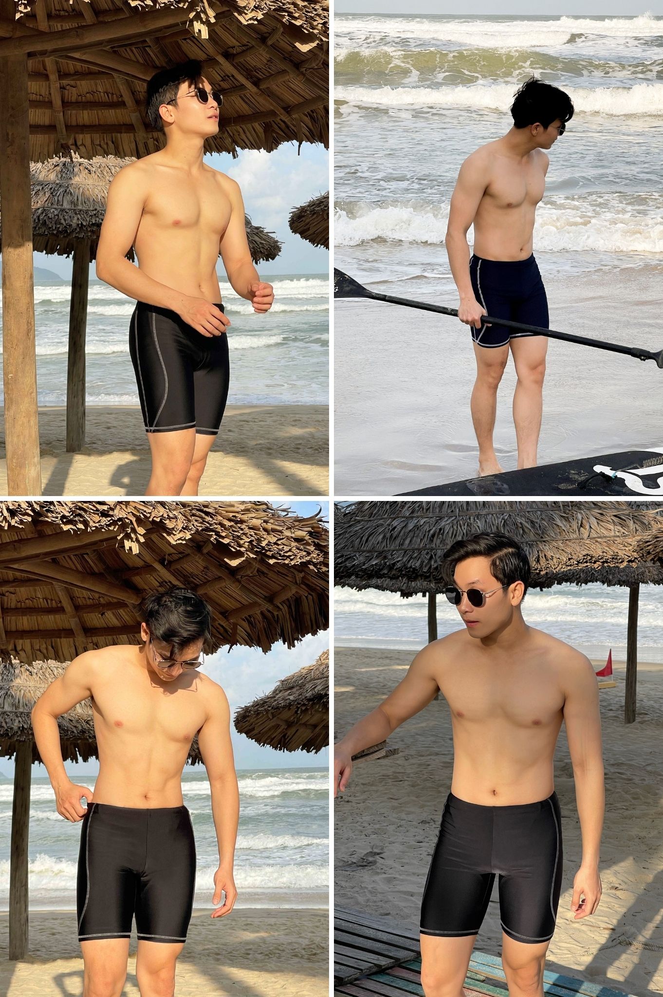 Quần bơi Nam BIKINI PASSPORT kiểu dáng lửng - màu Đen