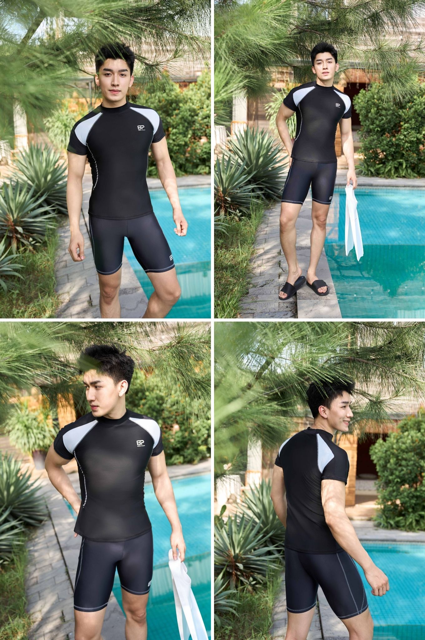 Quần bơi Nam BIKINI PASSPORT kiểu dáng lửng - màu Đen