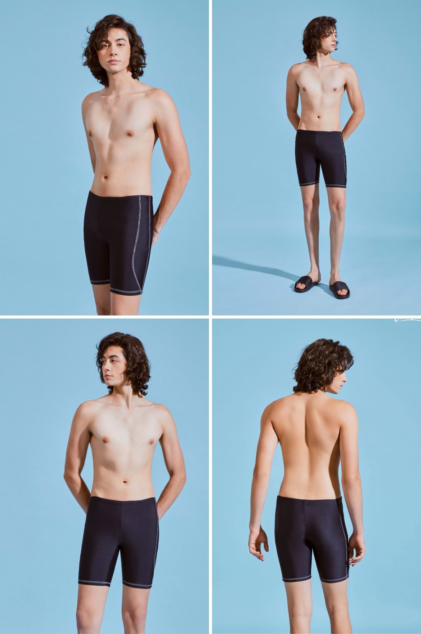 Quần bơi Nam BIKINI PASSPORT kiểu dáng lửng - màu Đen
