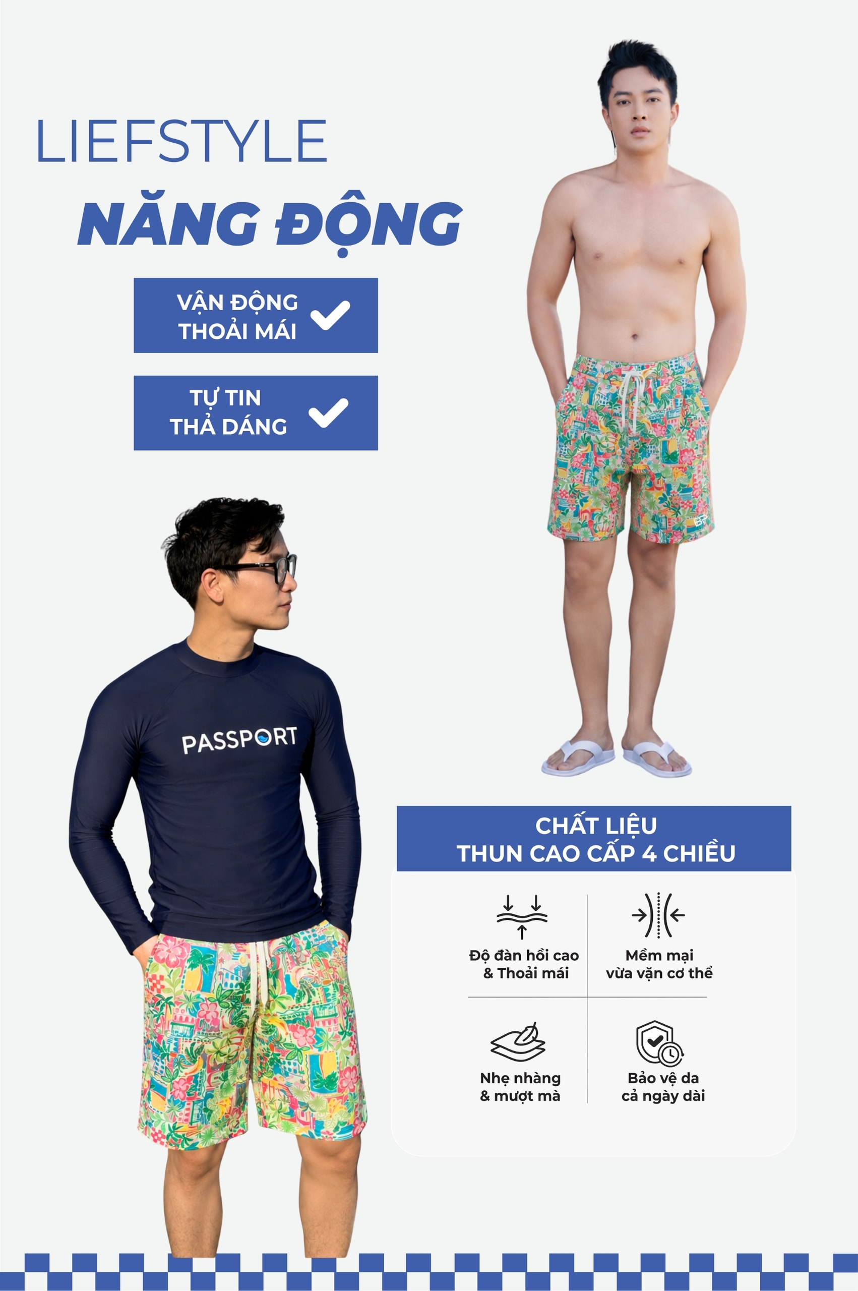 Quần bơi Nam ống rộng - BS679_HOT