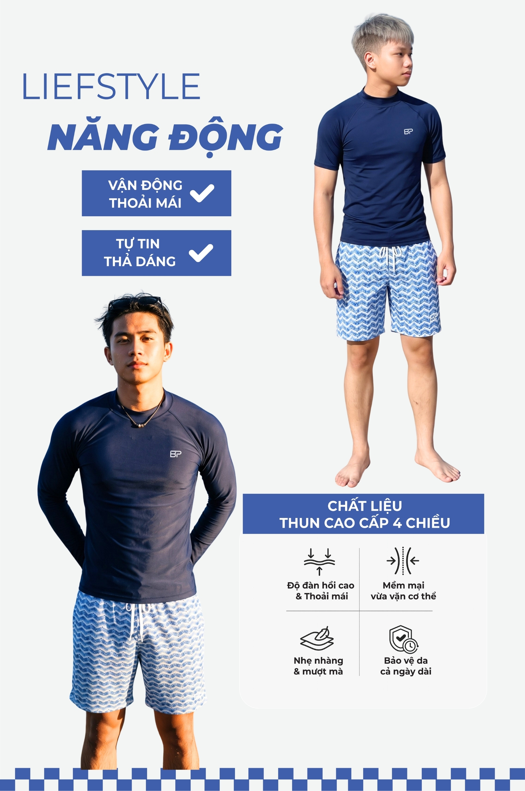 Quần bơi Nam ống rộng - BS679_TRI