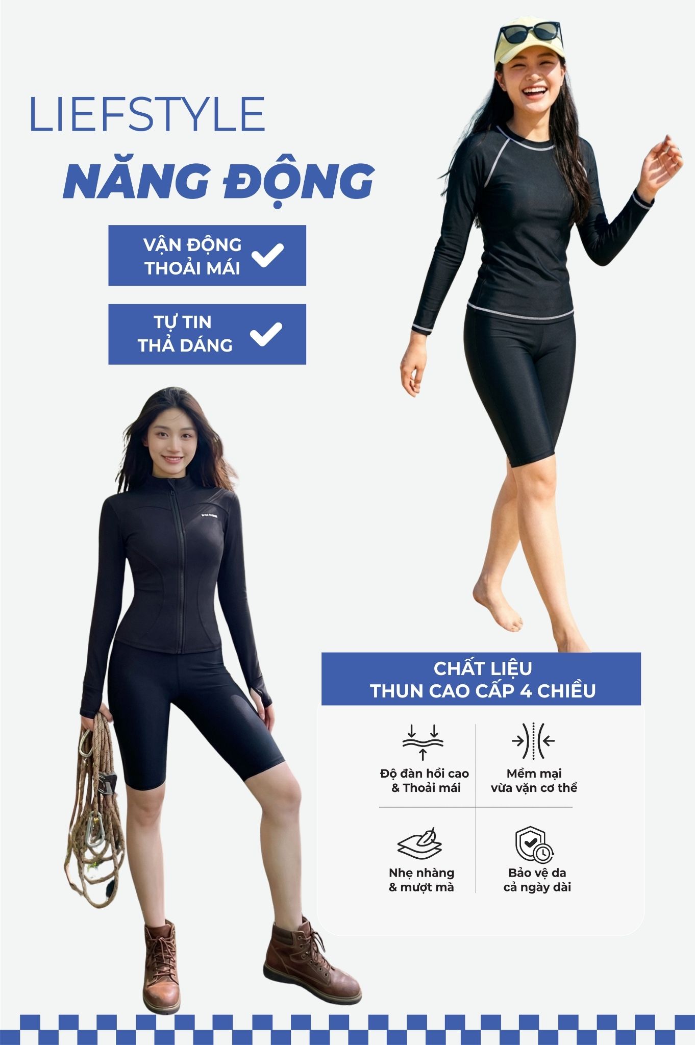 Quần bơi dạng lửng có logo - Đen
