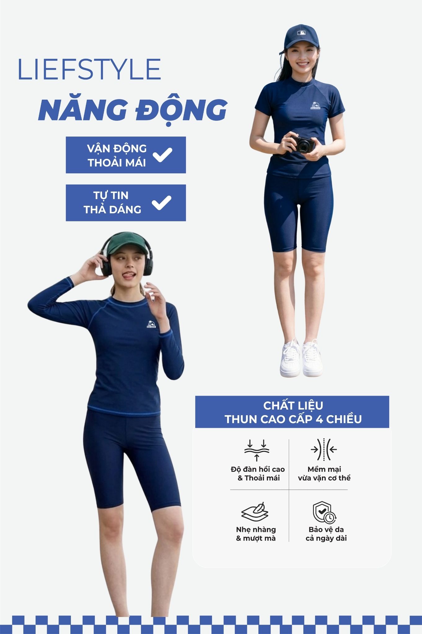 Quần bơi dạng lửng có logo - Xanh Đen