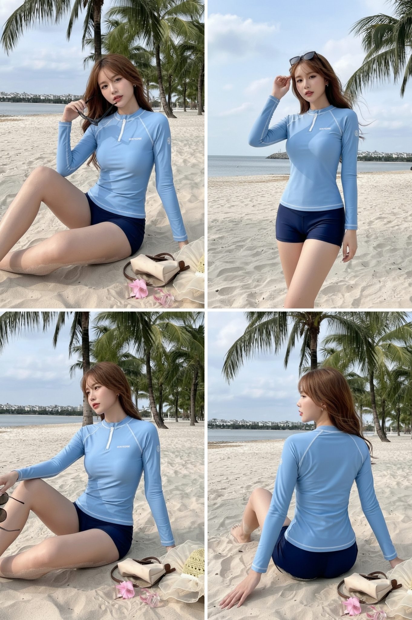 Quần bơi lẻ cạp cao & kín đáo - Xanh Navy