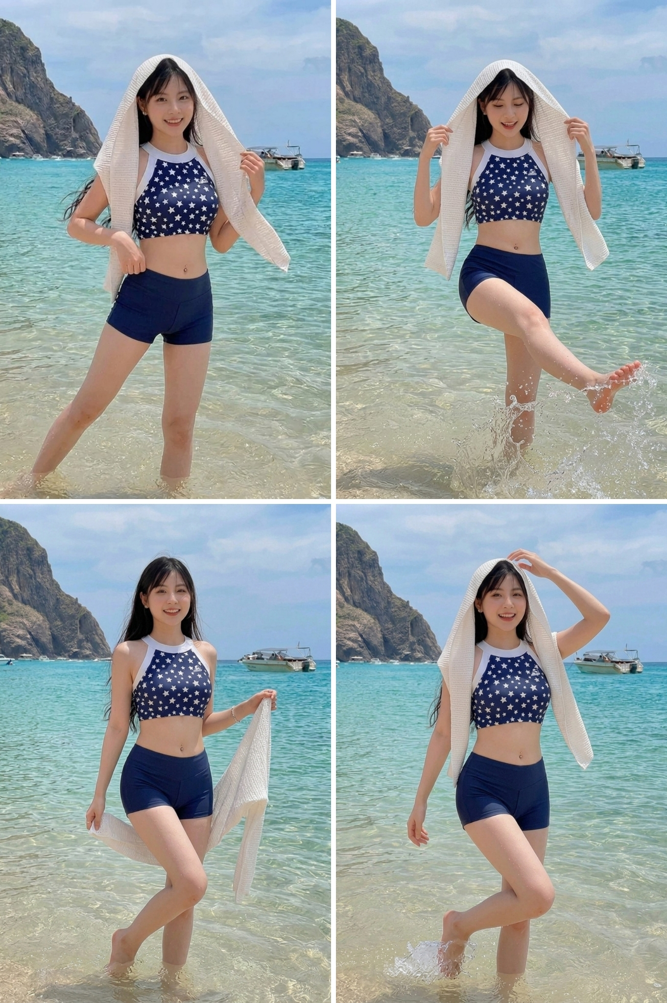 Quần bơi lẻ cạp cao & kín đáo - Xanh Navy