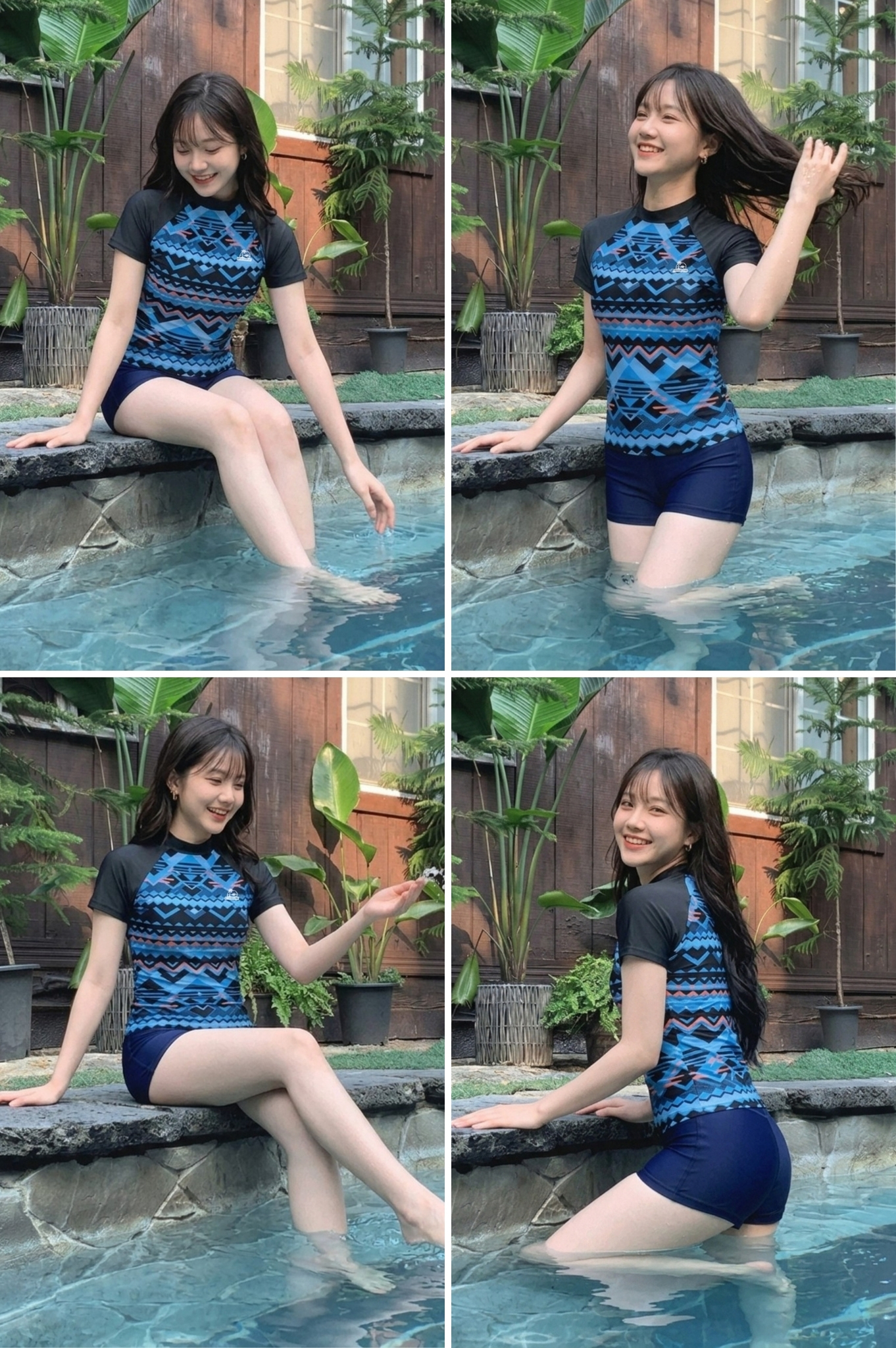 Quần bơi lẻ cạp cao & kín đáo - Xanh Navy