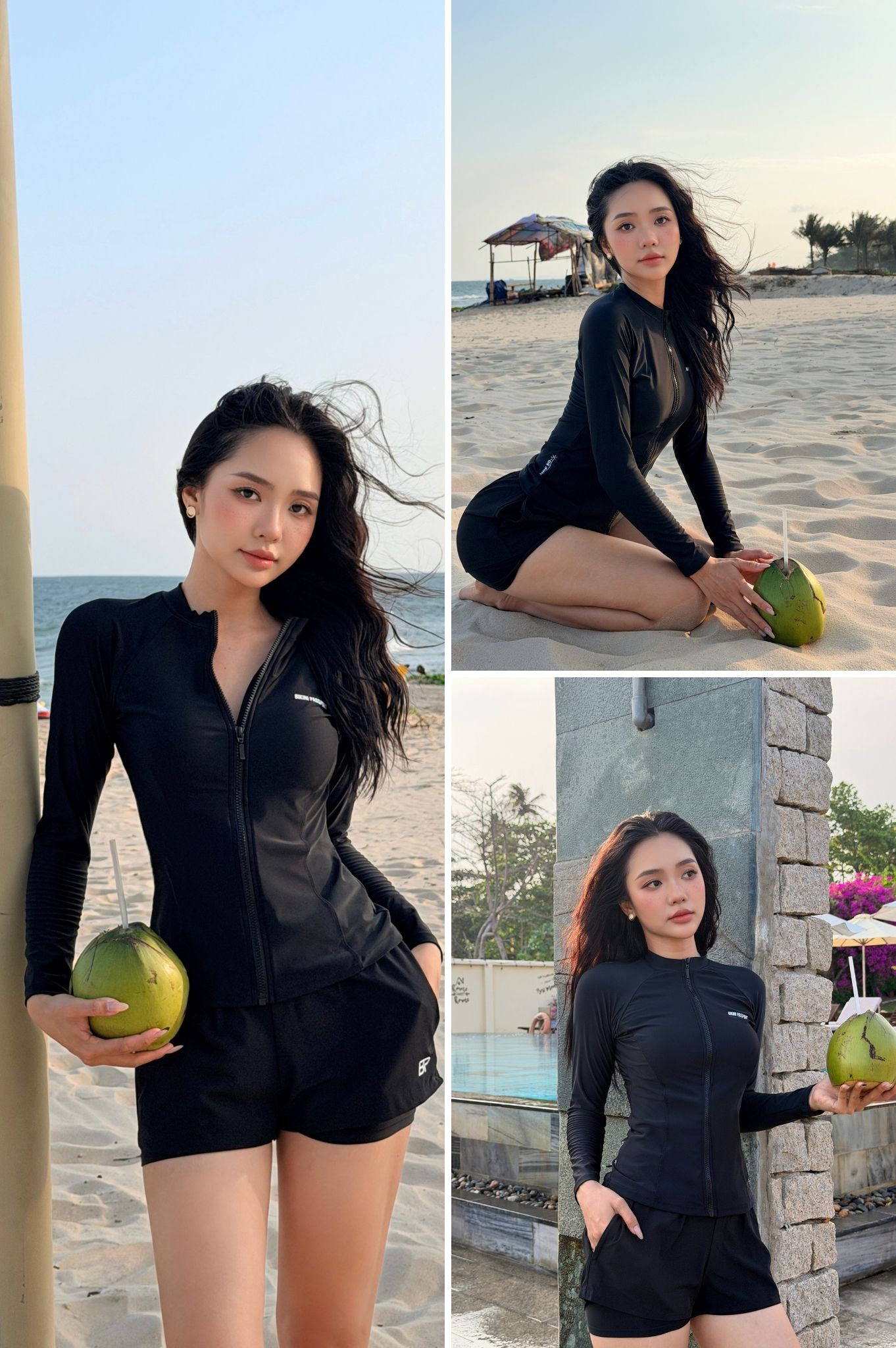 Quần bơi lẻ hai lớp - Đen