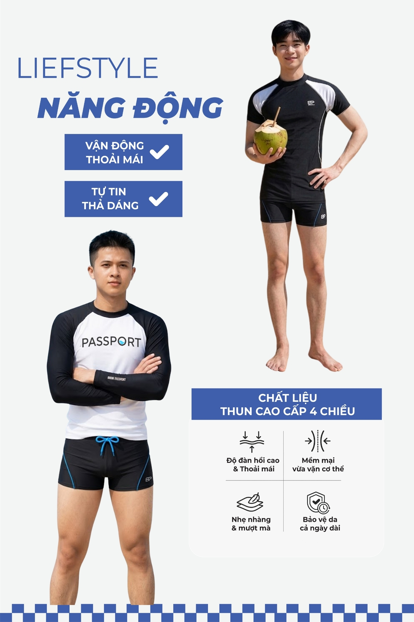 Quần bơi nam boxer - BSV007_BL