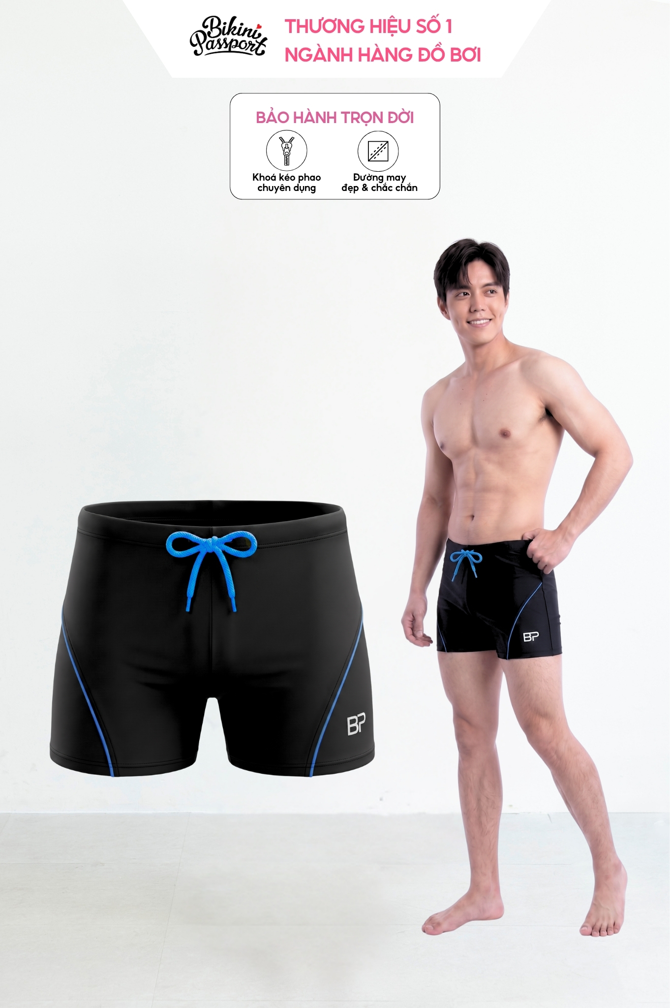 Quần bơi nam boxer - BSV007_BL