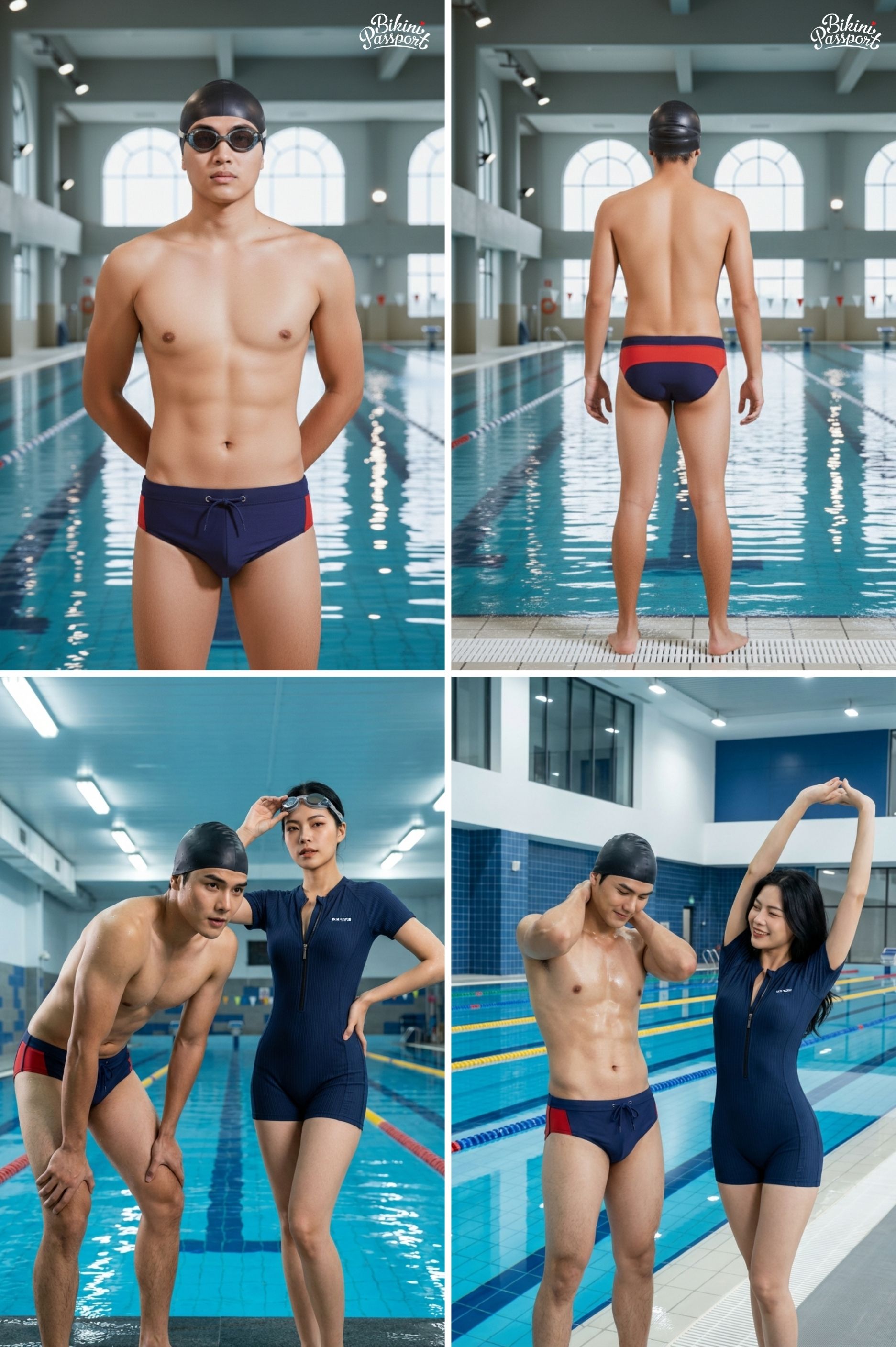 Quần bơi nam tam giác phối màu - Xanh Navy