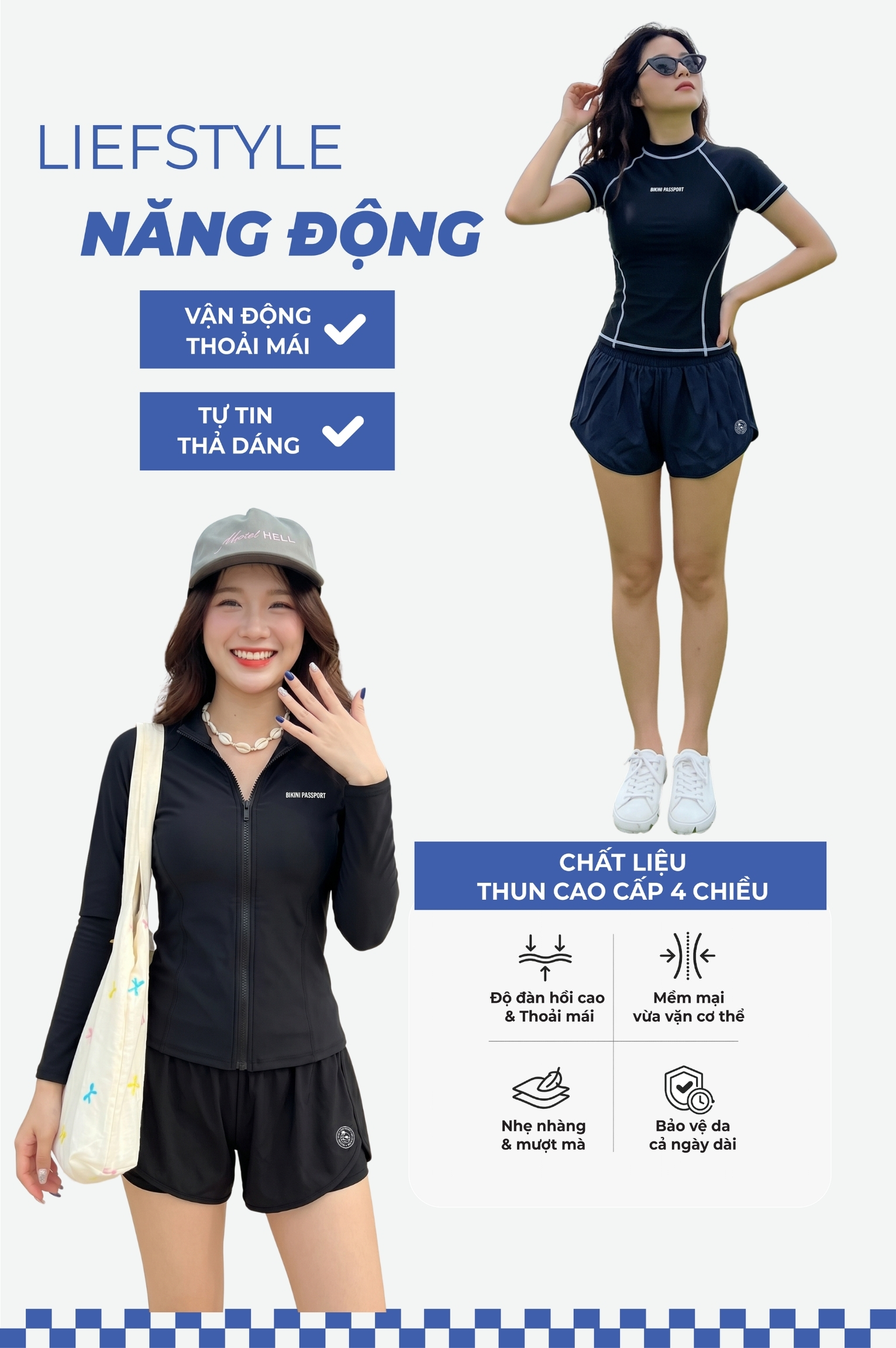 Quần bơi short 2 lớp DTF - Đen