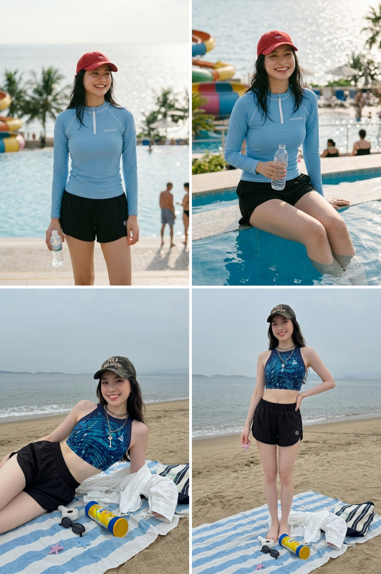 Quần bơi short 2 lớp DTF - Đen